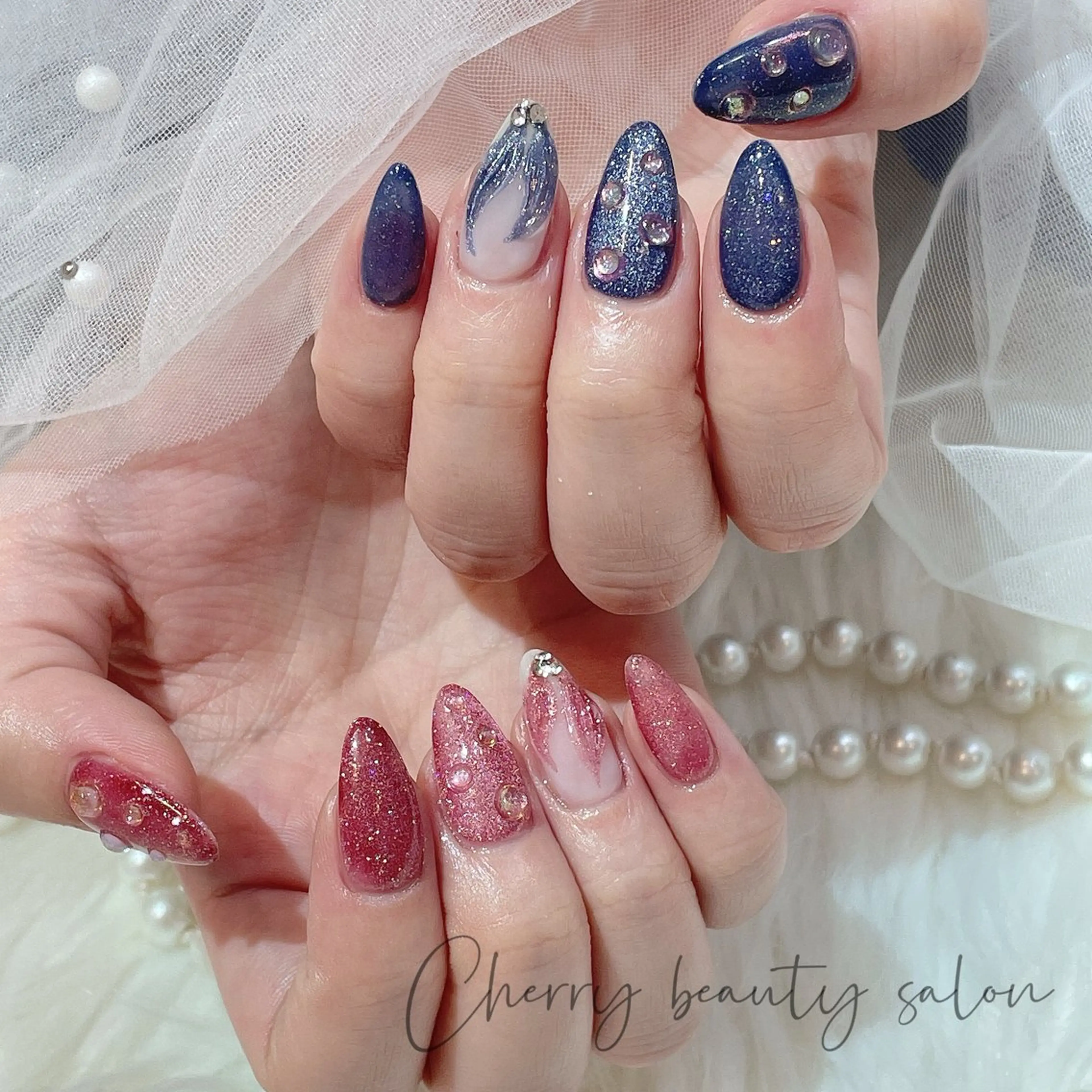 ネイル アートネイル フットネイル ジェルネイル キラキラネイル 韓国ネイル SAKURA 🍒のネイルデザイン