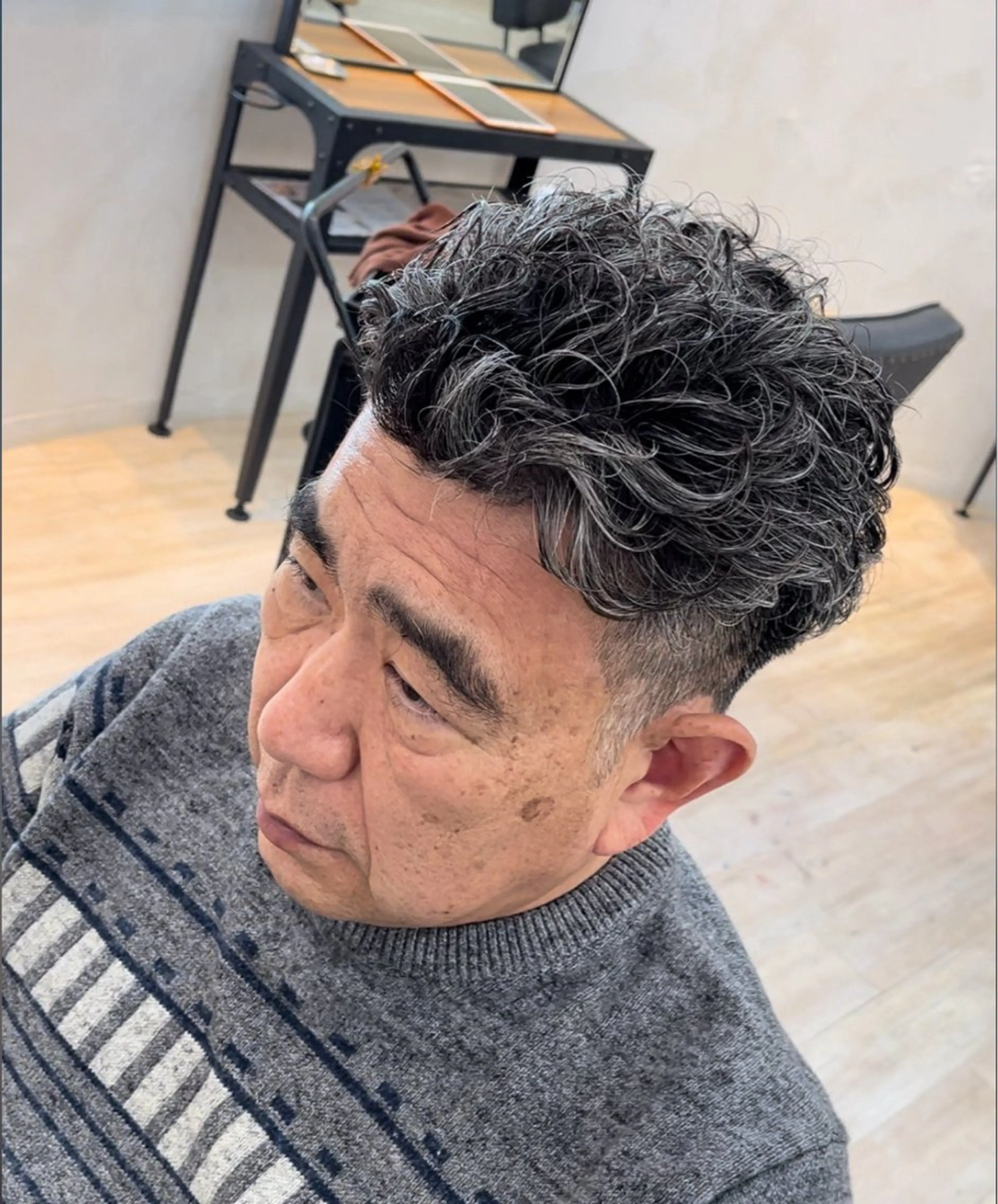 ショート パーマ メンズ オールバック メンズパーマ Utata literie所属・嵯峨 大地/パーマ/ ハード系/特殊系のヘアスタイル