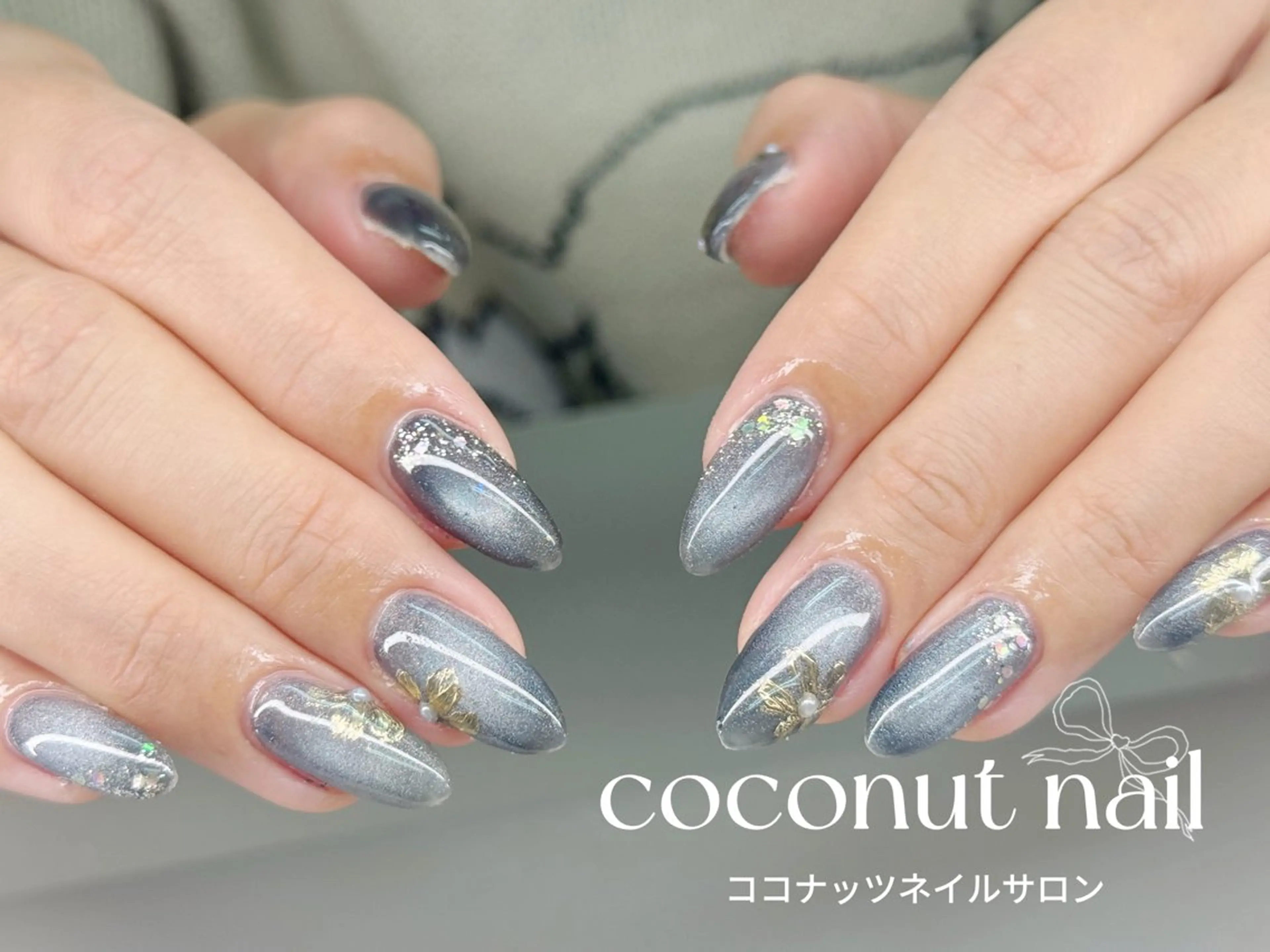 ネイル べっ甲ネイル フレンチネイル キラキラネイル マグネットネイル 大理石ネイル(マーブル) ハンドネイル 神田 ココナッツのネイルデザイン