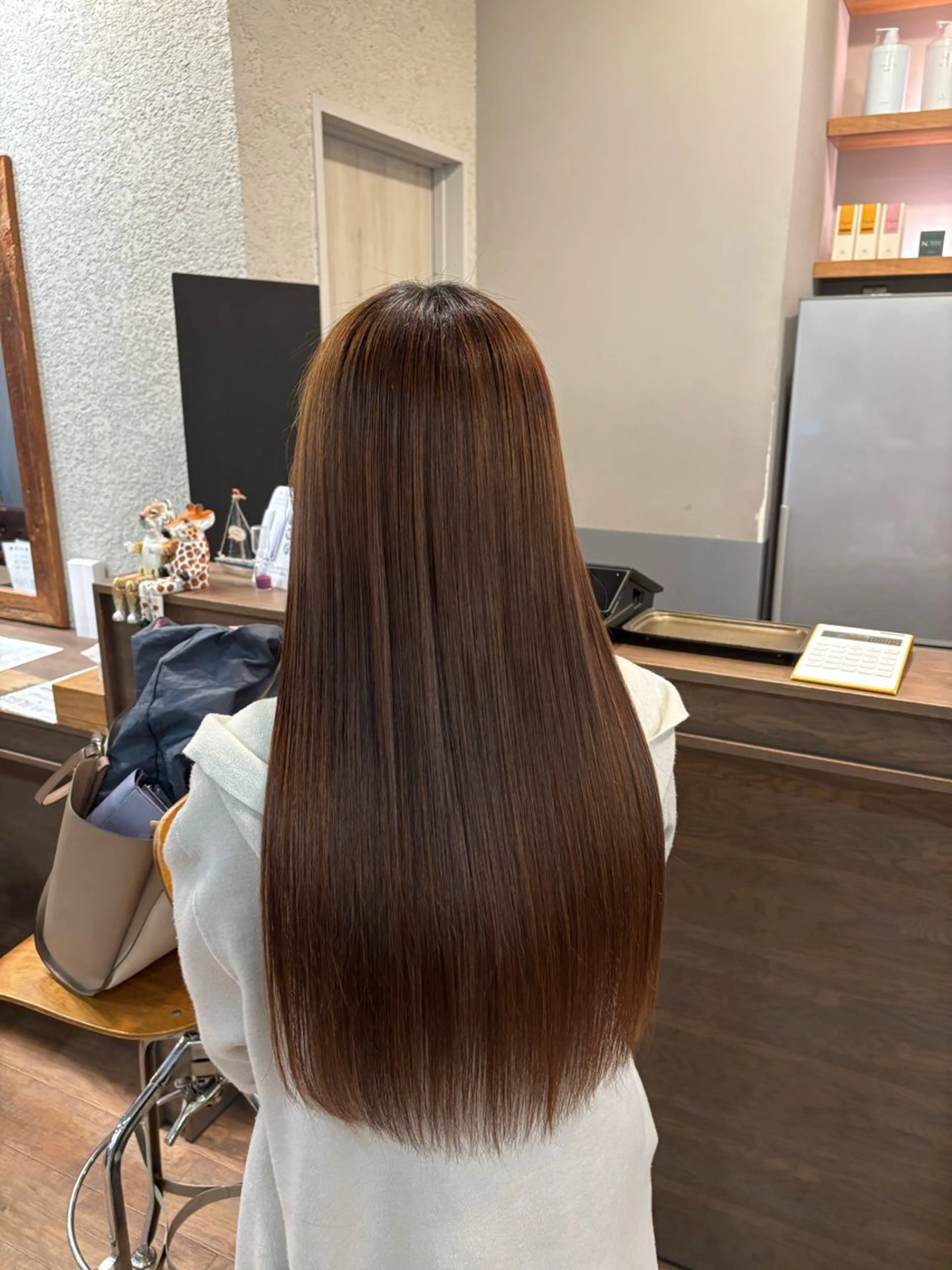 ロング カラー 髪質改善 縮毛矯正 ヘアカラー トリートメント あべ ゆうかのヘアスタイル