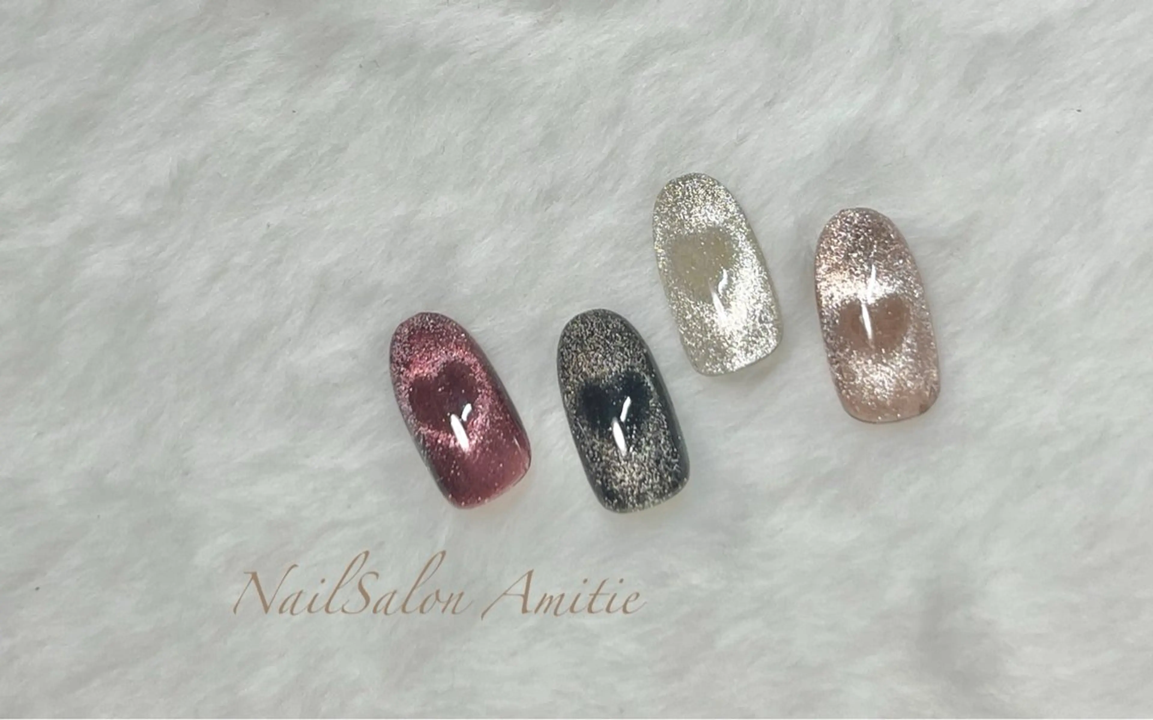 ネイル ハート マグネットネイル マグネットワンカラー ワンカラーネイル NailSalon Amitieのネイルデザイン