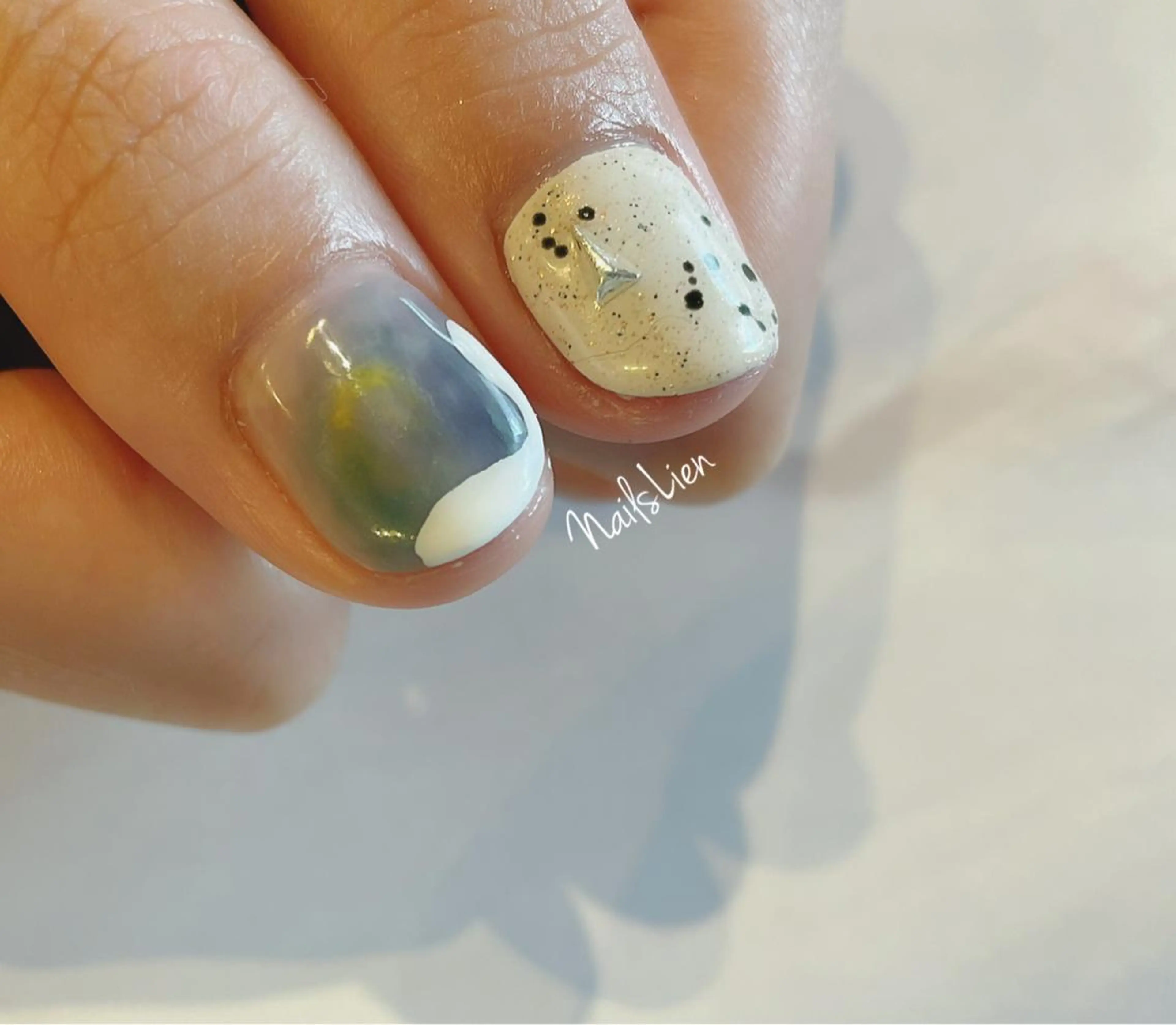 ネイル アニマル柄 フラワーネイル フレンチネイル ジェルネイル ガラスフレンチ studio e n / RiNのネイルデザイン