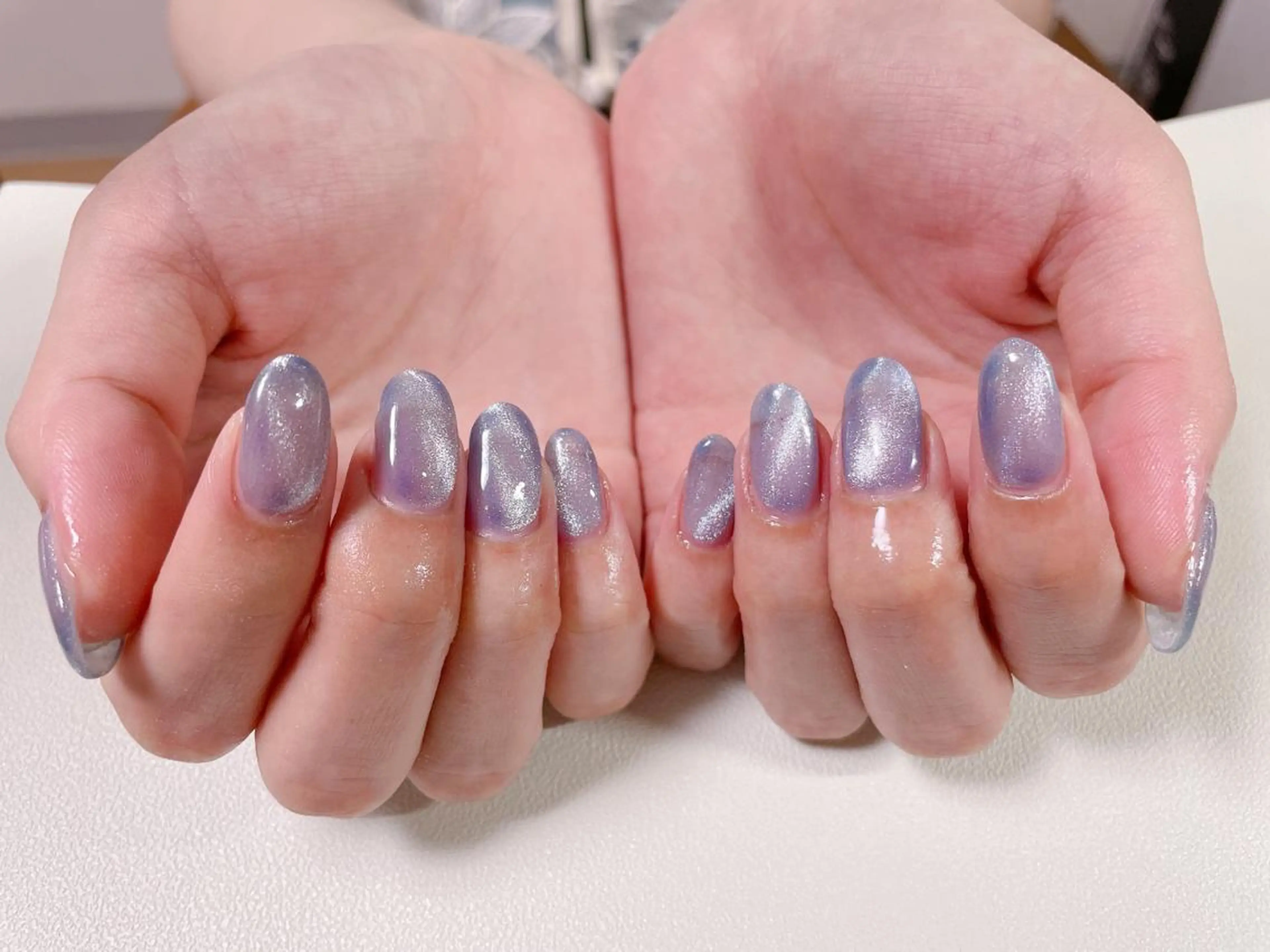 ネイル ブルー クリアネイル マグネットネイル kikinail 溝の口のネイルデザイン