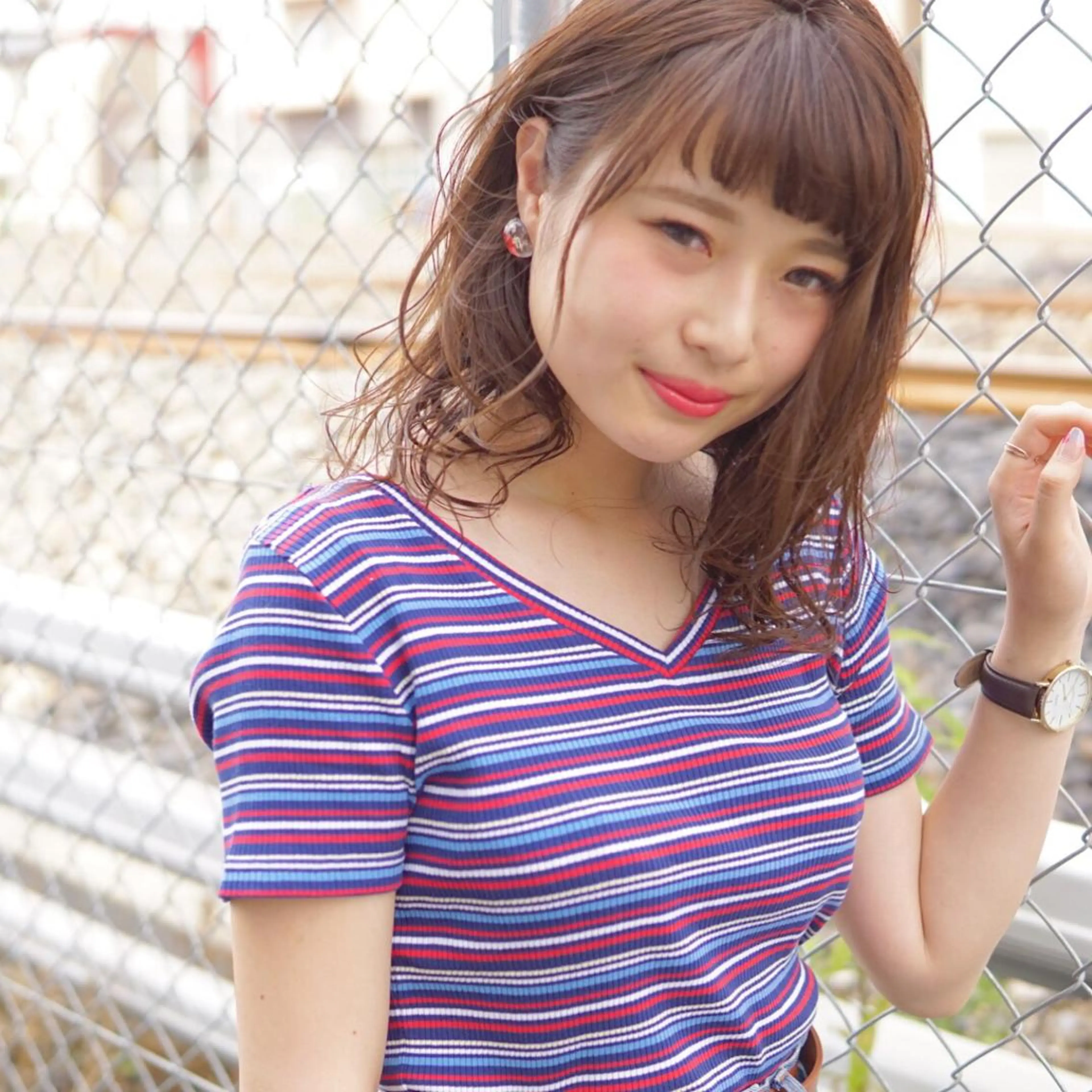 ミディアム カラー パーマ ミディアムパーマ 髪質改善、エクステ 山口卓哉のヘアスタイル