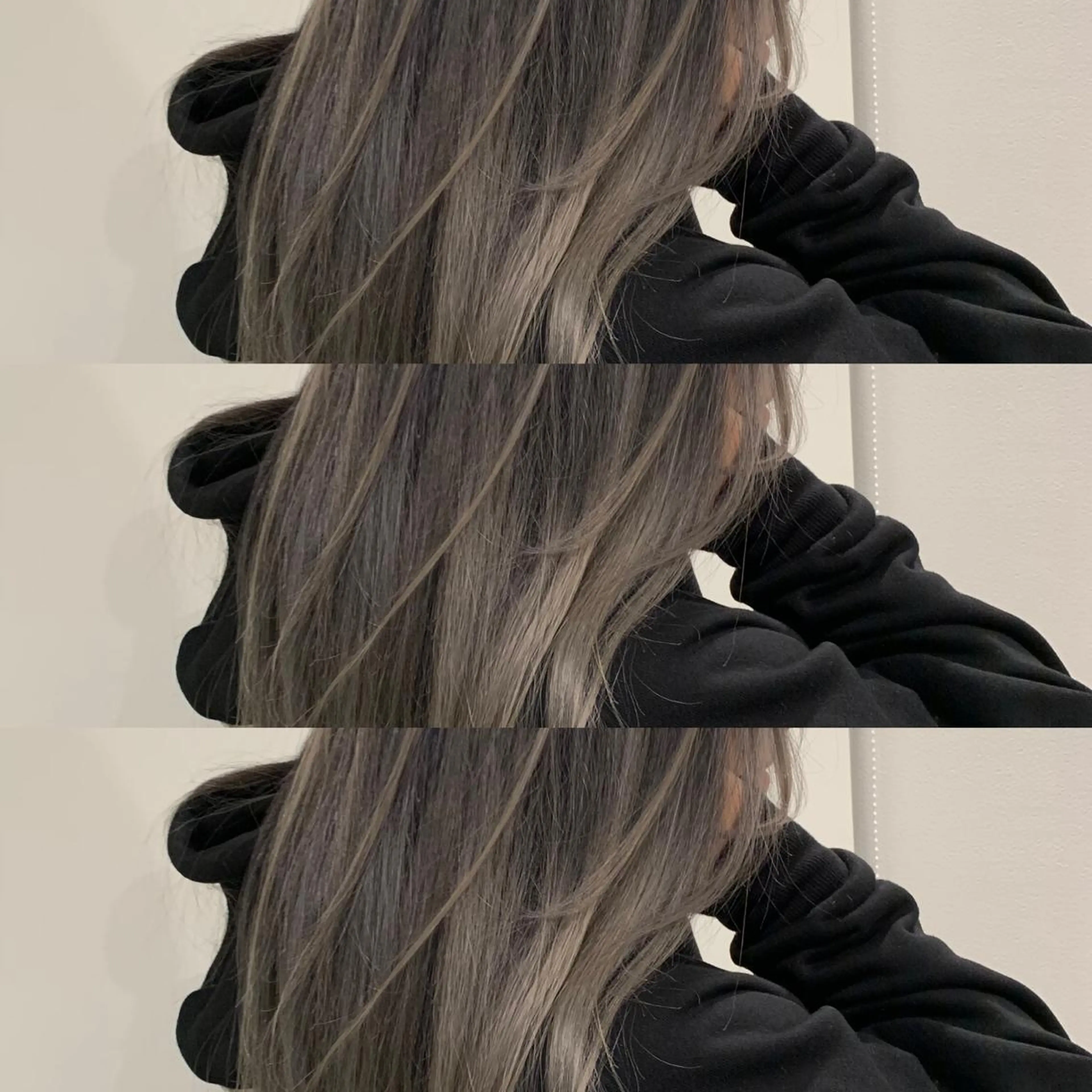 ロング アッシュ ハイライト レイヤーカット ヘアカラー Selene hair OSAKAのヘアスタイル