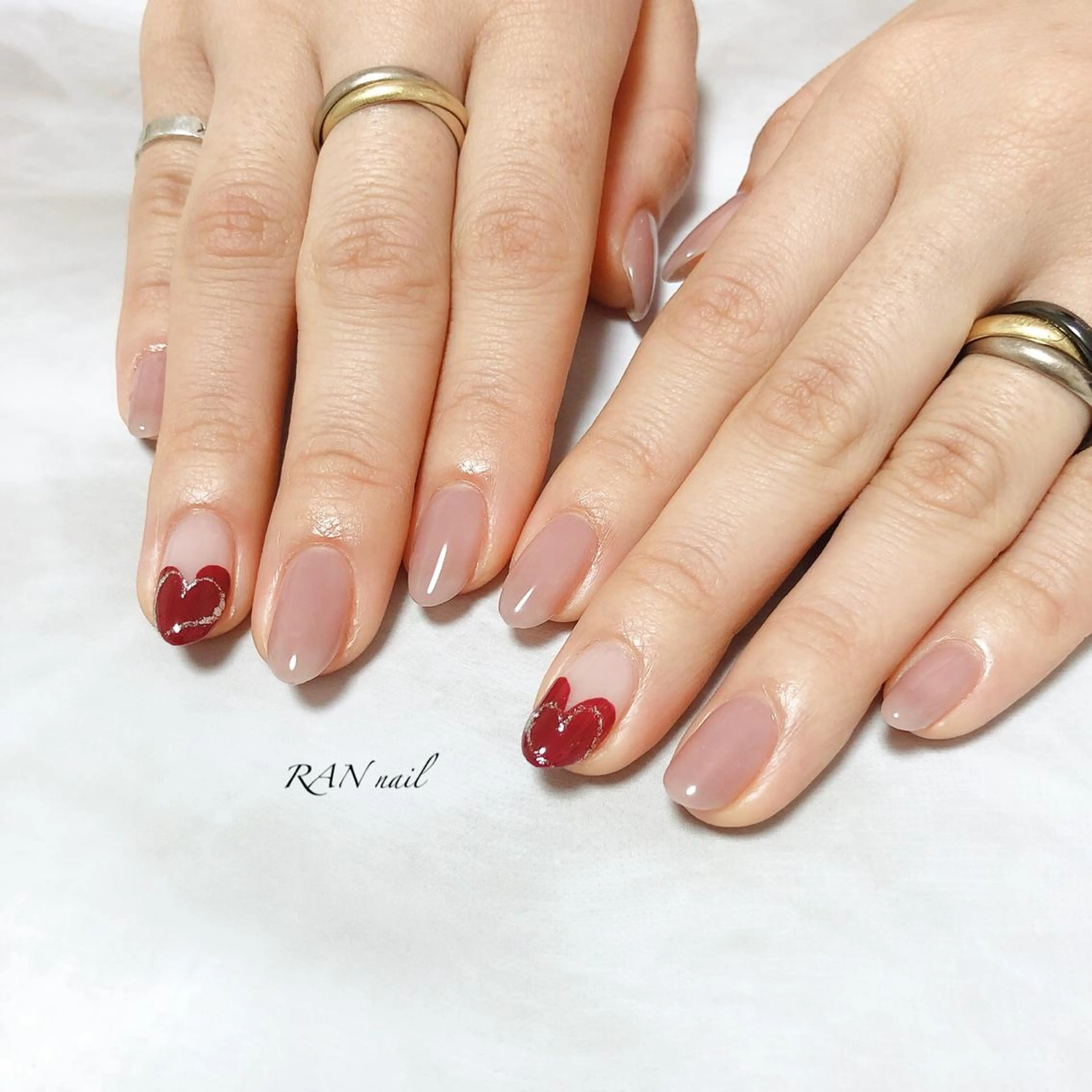 ネイル フットネイル フレンチネイル ハート オフィスネイル 春ネイル ハンドネイル フットネイル RAN nail 〜ランネイル〜所属・RAN nailのネイルデザイン