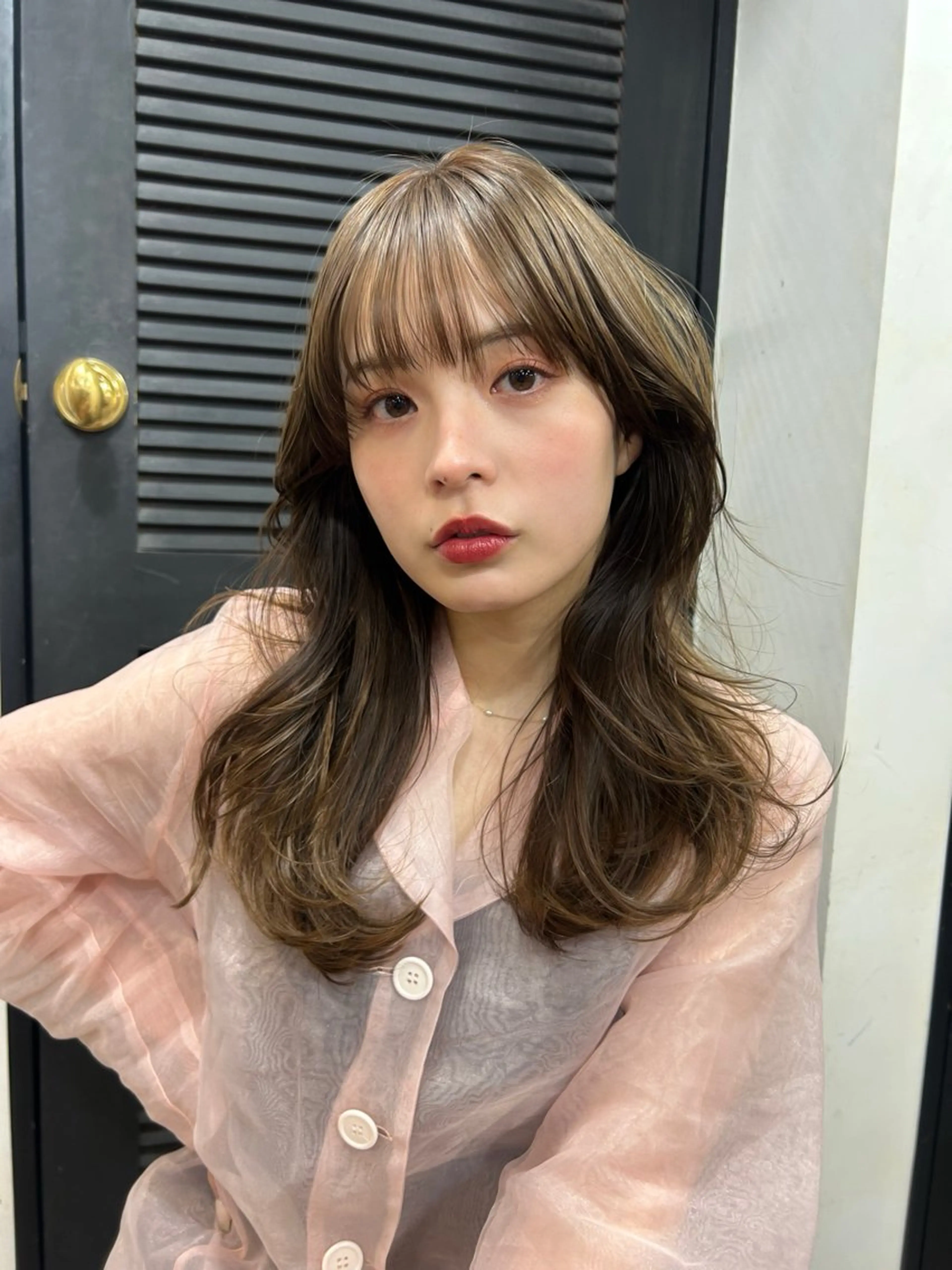 セミロング カット ヘアカラー レイヤー/透明感/ ブリーチなし/わかなのヘアスタイル