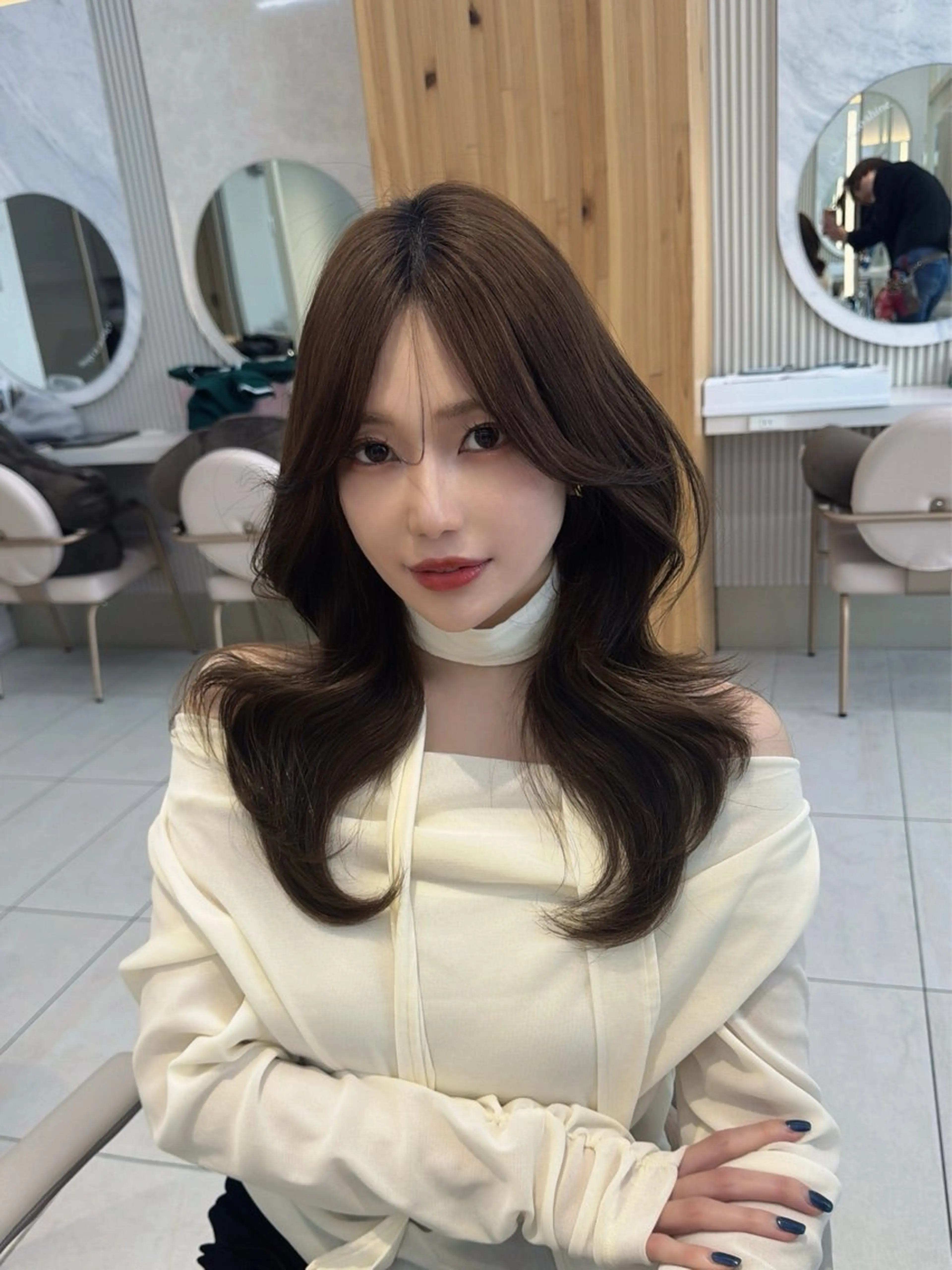 セミロング カット ヘアカラー トリートメント 顔周り/透明感カラー /韓国ヘア/TAKUのヘアスタイル