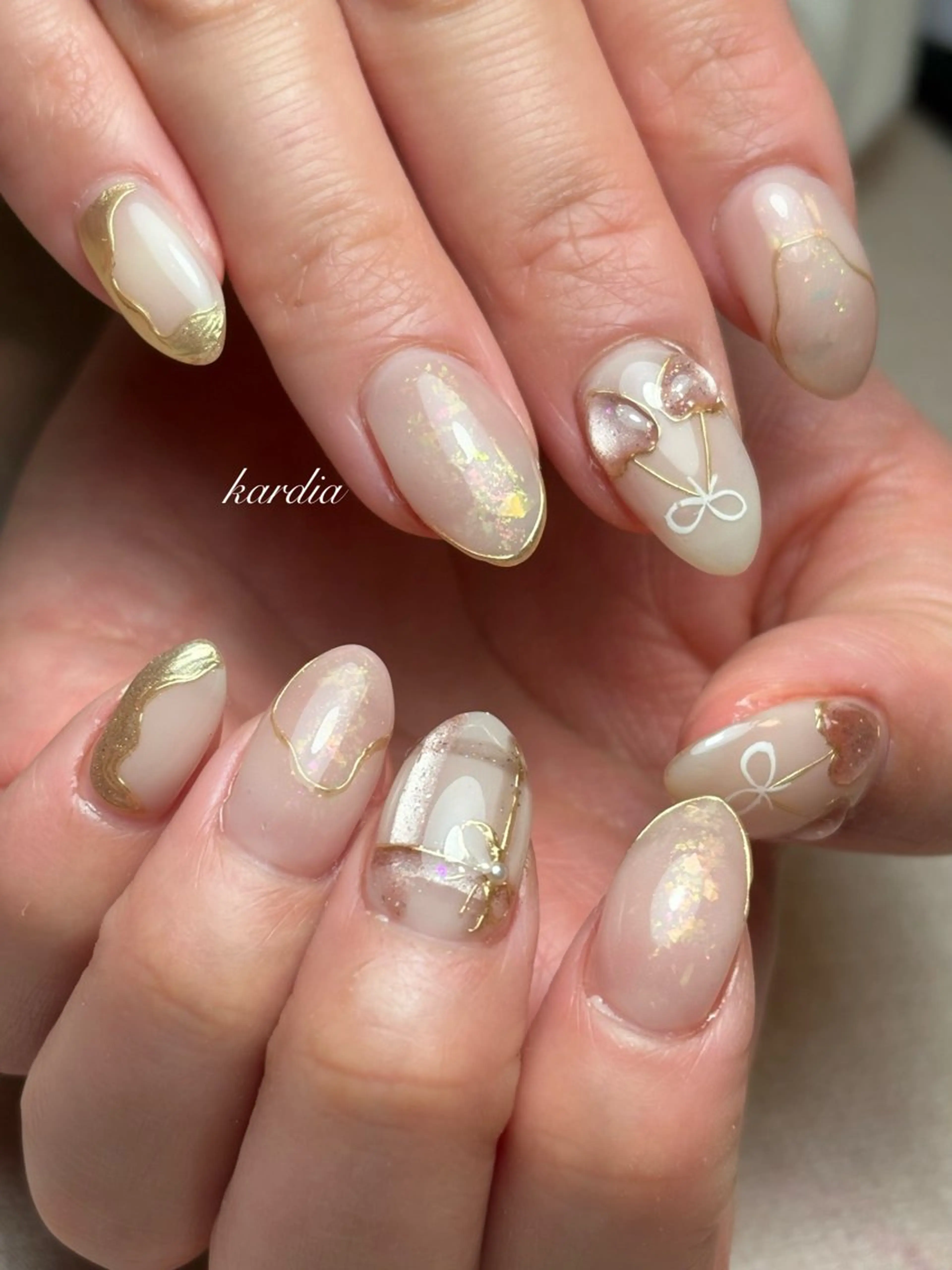 ネイル ハンドネイル καρδιά -ｶﾙﾃﾞｨｱ-のネイルデザイン