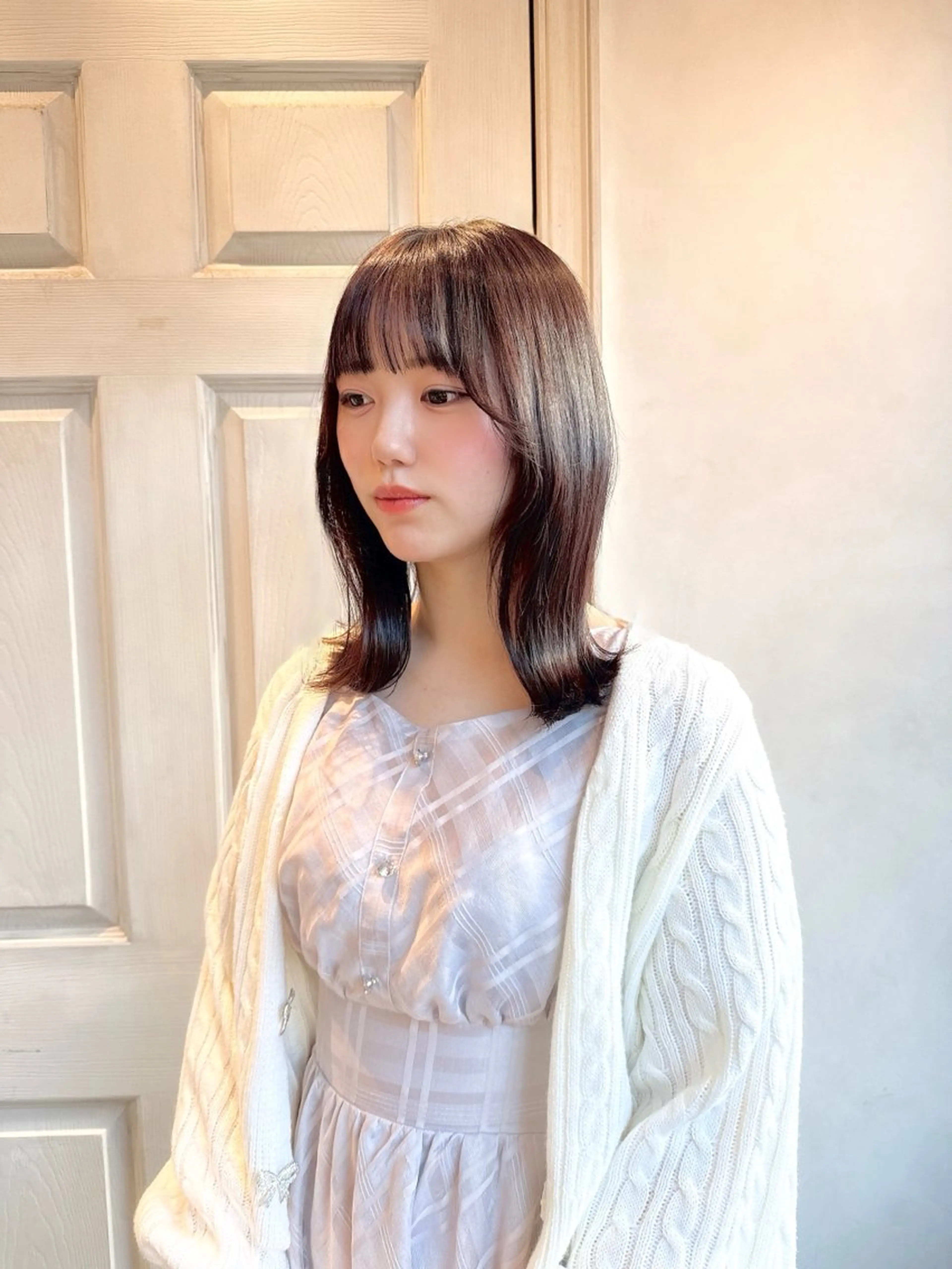 ミディアム ピンクブラウン カット ヘアカラー 🫧サカモトレナ🫧 新宿三丁目のヘアスタイル
