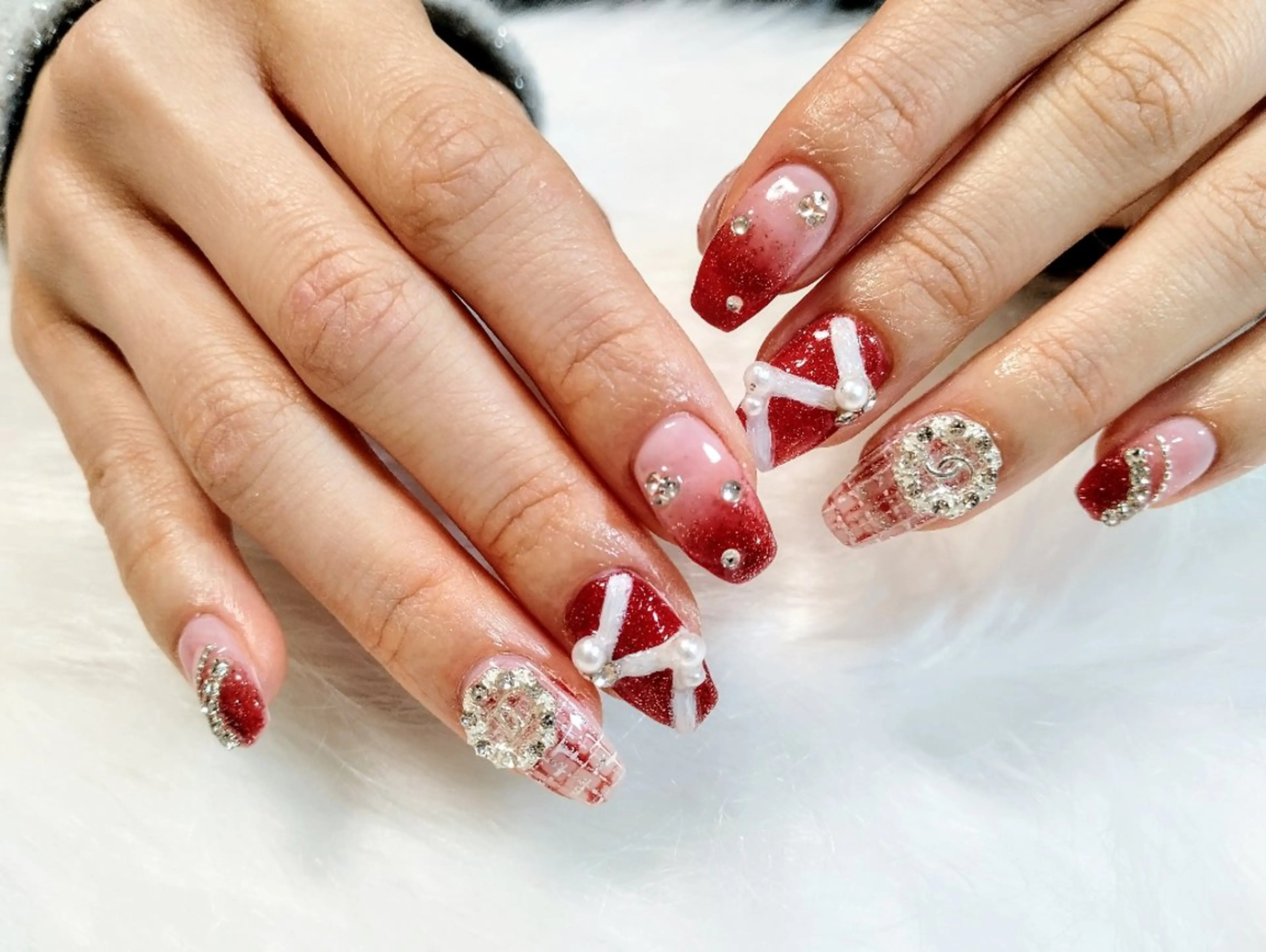 ネイル フラッシュネイル ツイードネイル 冬ネイル ハンドネイル ハンドケア ＤI'A ネイルサロンのネイルデザイン