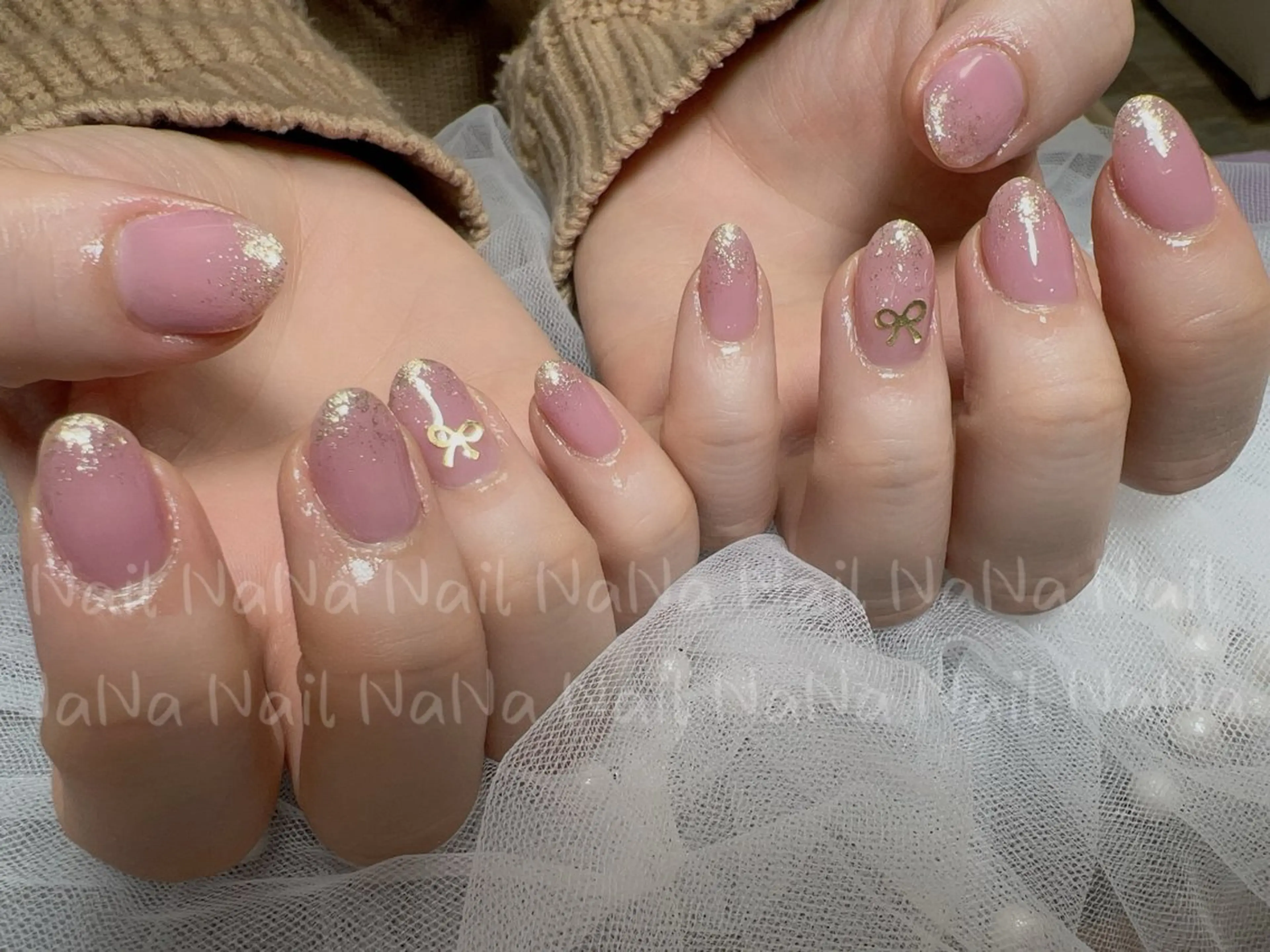 ネイル リボン ワンホンネイル ハンドネイル Nail NaNaのネイルデザイン
