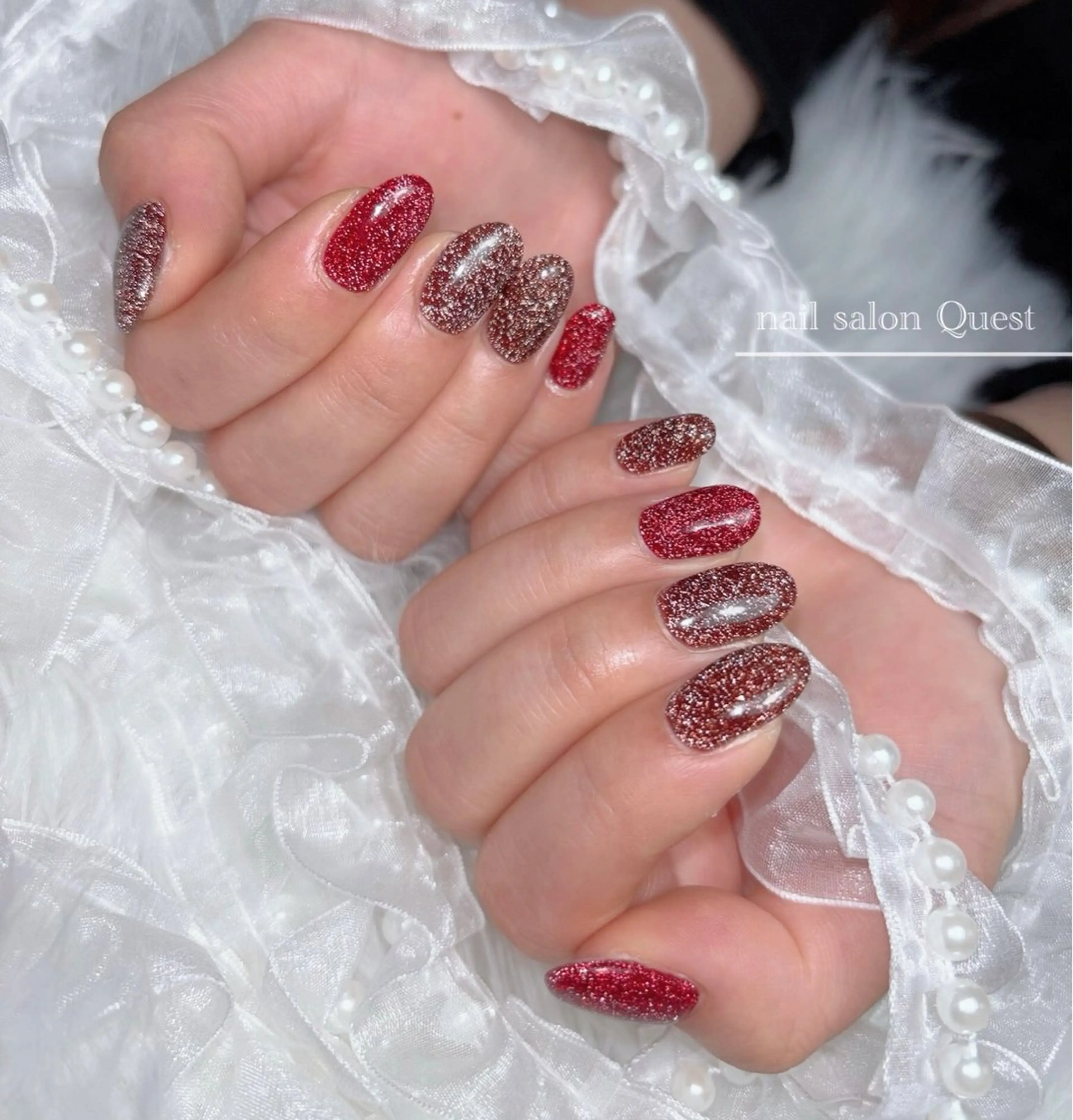 ネイル フラッシュネイル キラキラネイル ハンドネイル nailsalon Questのネイルデザイン