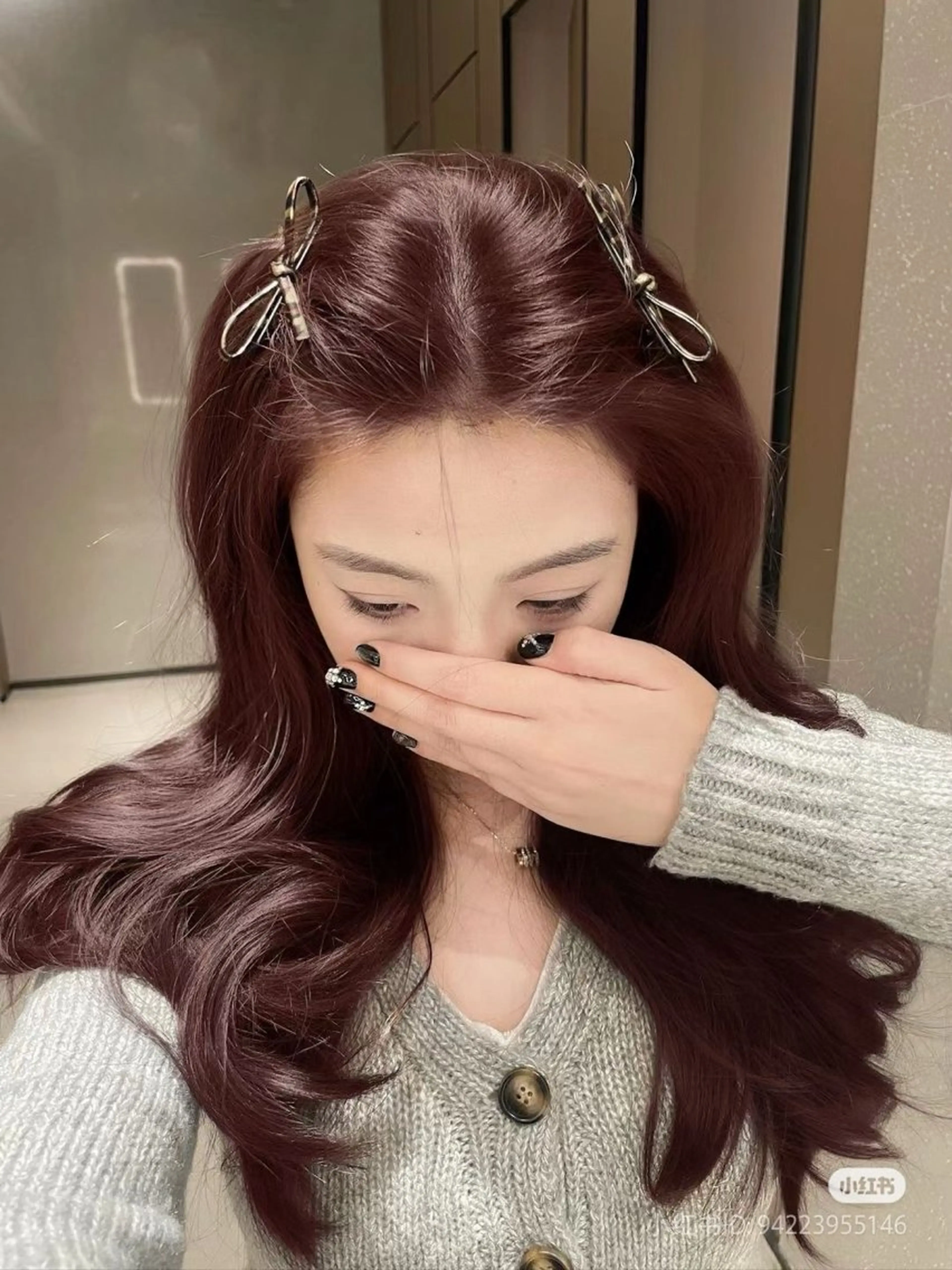 ロング カラー ヘアアレンジ ヘアカラー トリートメント ヘッドスパ ヘアセット 💎韓国/ レイヤー カット/ 暖色🫧のヘアスタイル