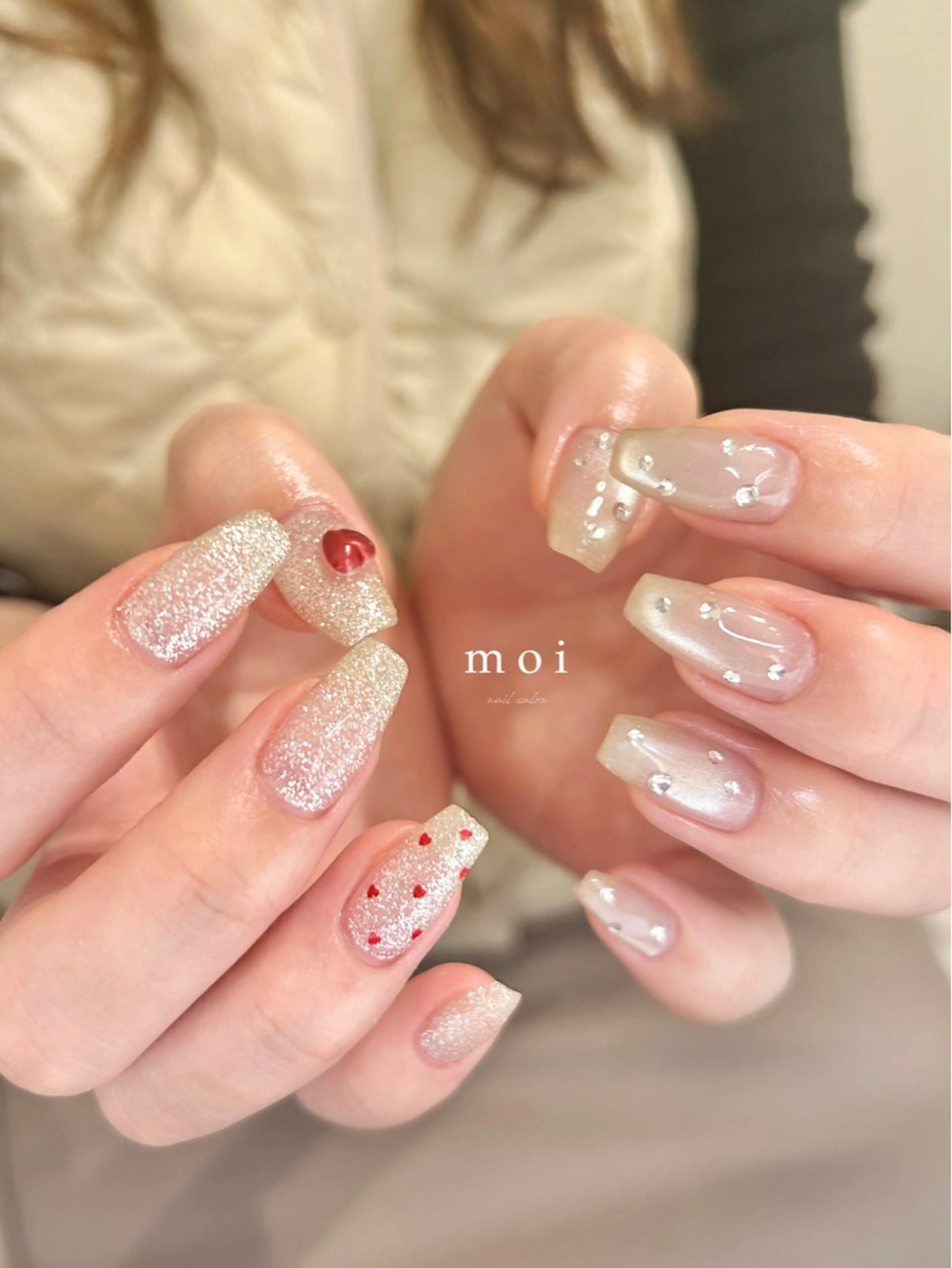 ネイル ハート バレンタイン nail salon moiのネイルデザイン