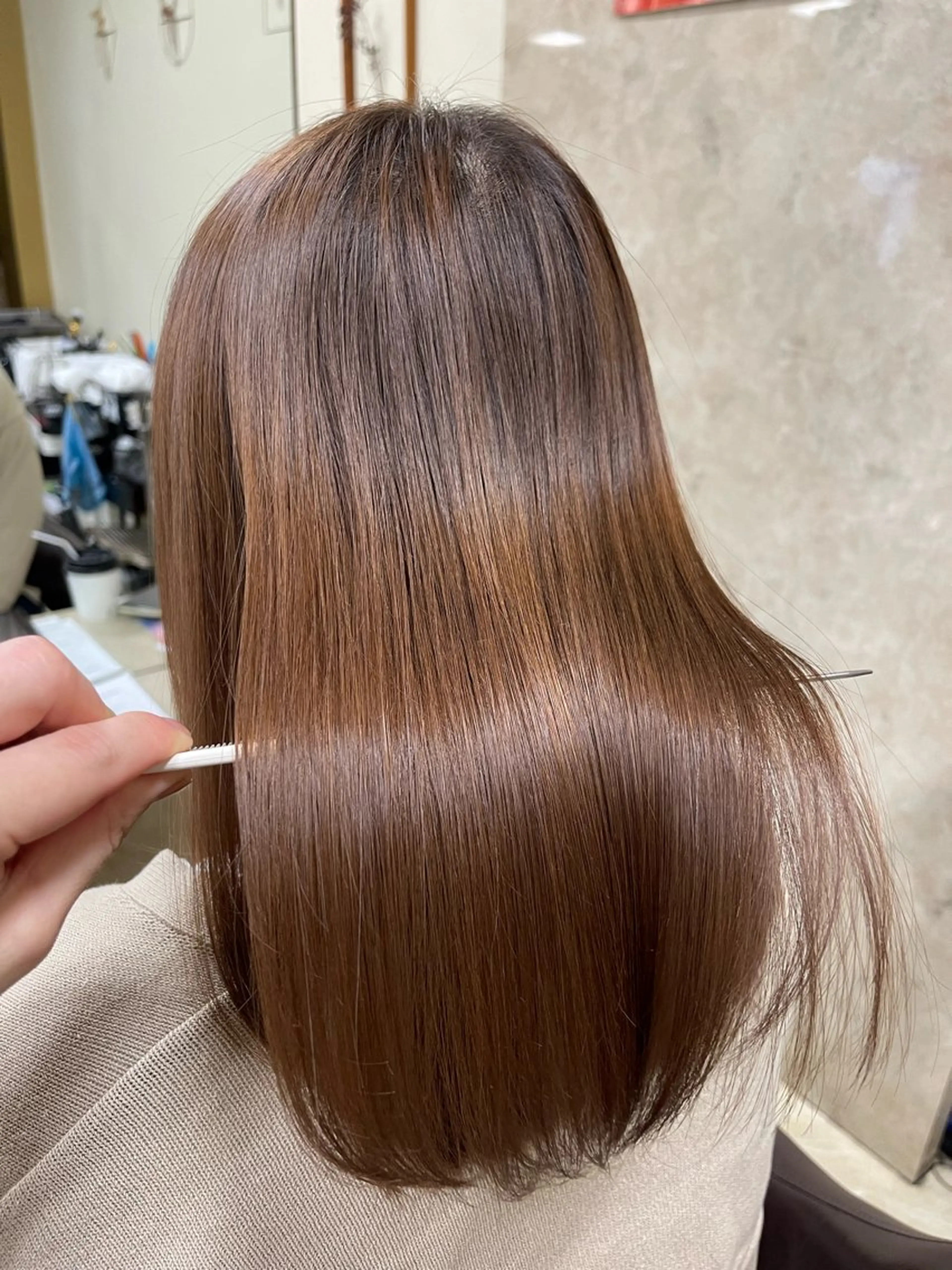 セミロング 髪質改善 縮毛矯正 CARE SHINSAIBASHI所属・縮毛・酸性ストレート 特化のヘアスタイル