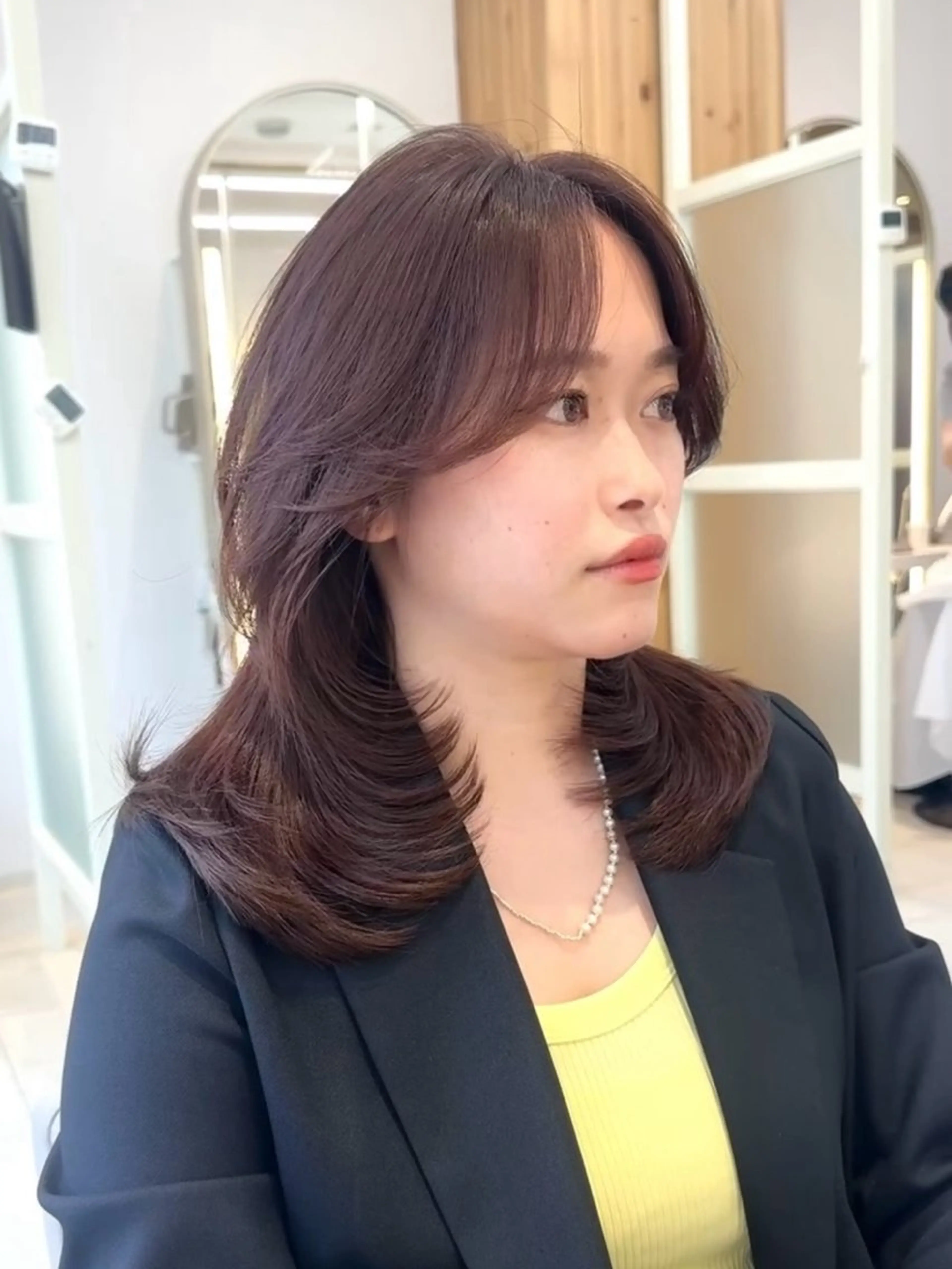 ミディアム カット ヘアカラー トリートメント 韓国くびれレイヤー 🇰🇷はづきのヘアスタイル