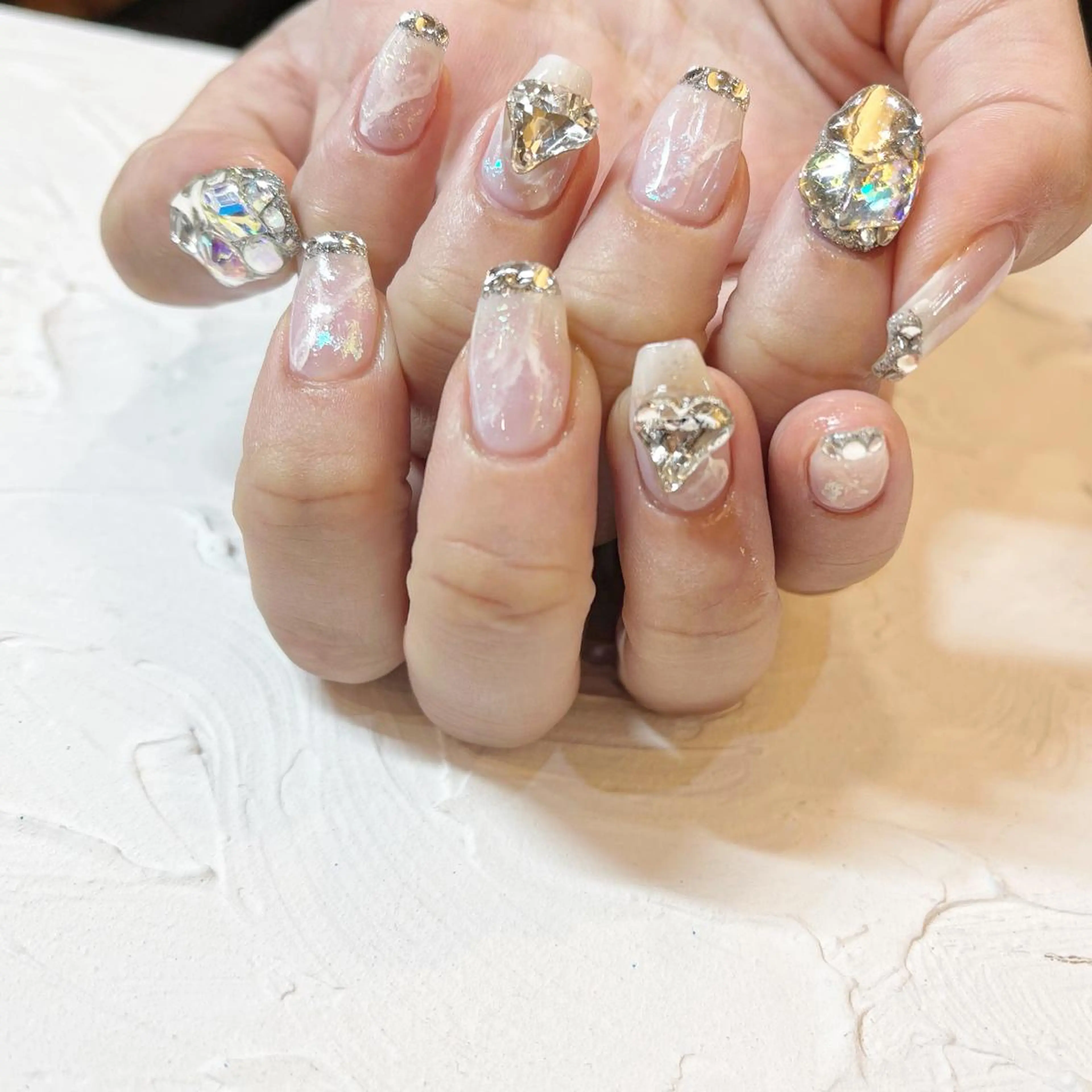 ネイル キラキラネイル 韓国ネイル ワンホンネイル ハンドネイル 🔷ﾐﾅﾐﾈｲﾙ🔷 やり放題ネイル渋谷2のネイルデザイン