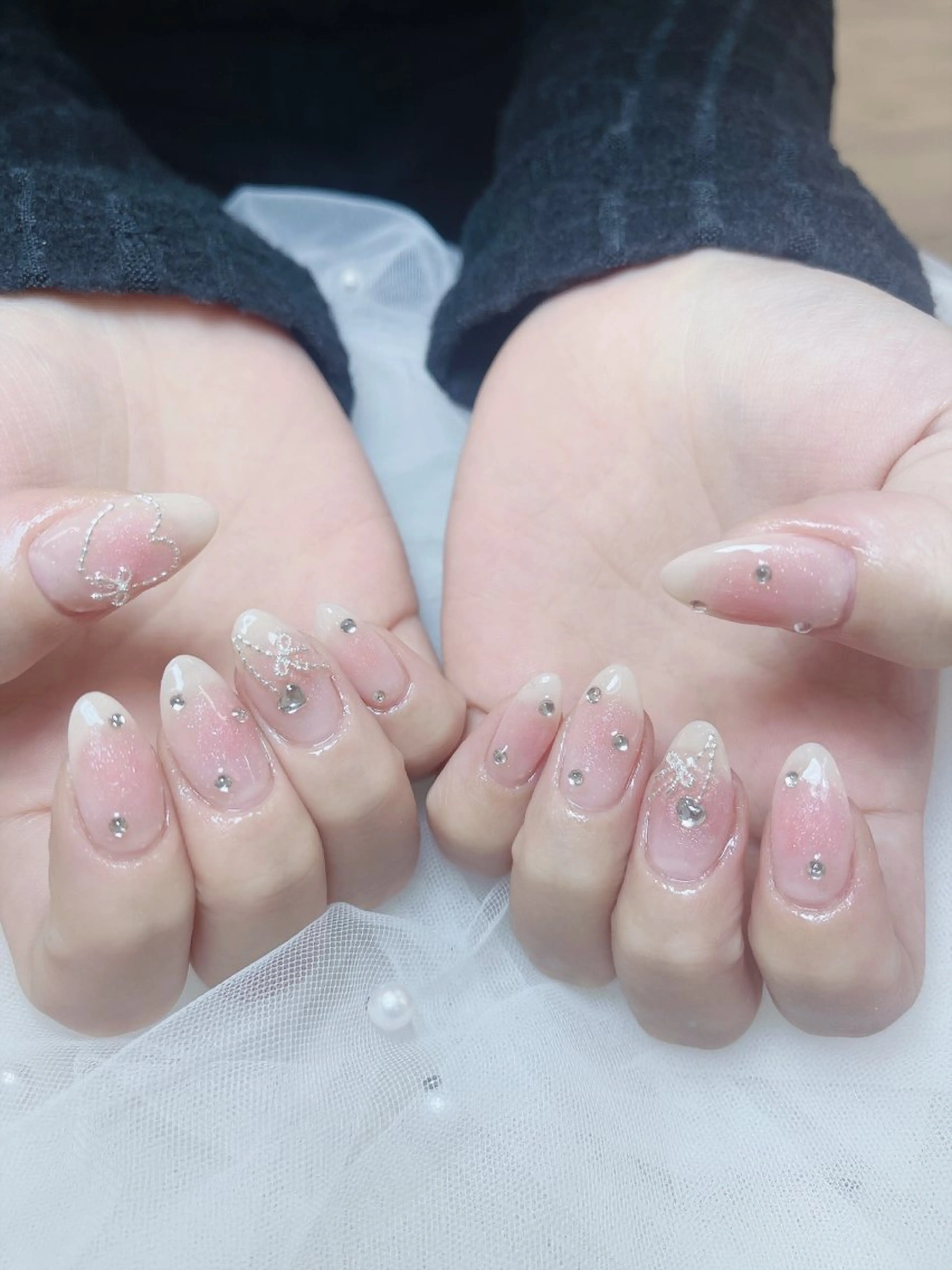 ネイル チークネイル 成人式 フレンチネイル グラデーション 氷ネイル・うるうるネイル ハンドネイル DUO MI所属・DUO   MI nail salonのネイルデザイン