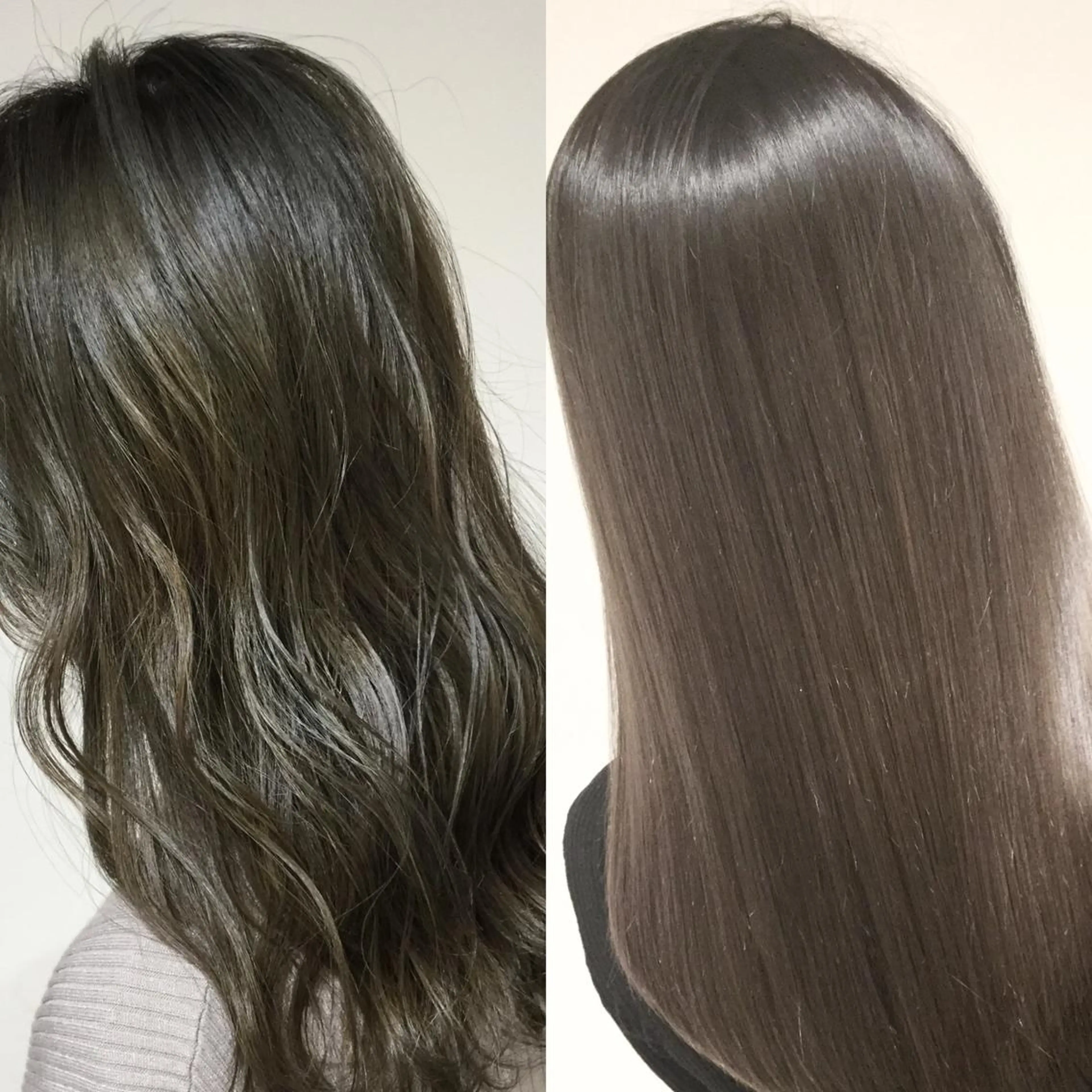 ミディアム カラー アッシュ アッシュグレー アッシュグレージュ バレイヤージュ ミストバング AMI Hair  supply所属・髪質改善カラー 韓国風レイヤーのヘアスタイル