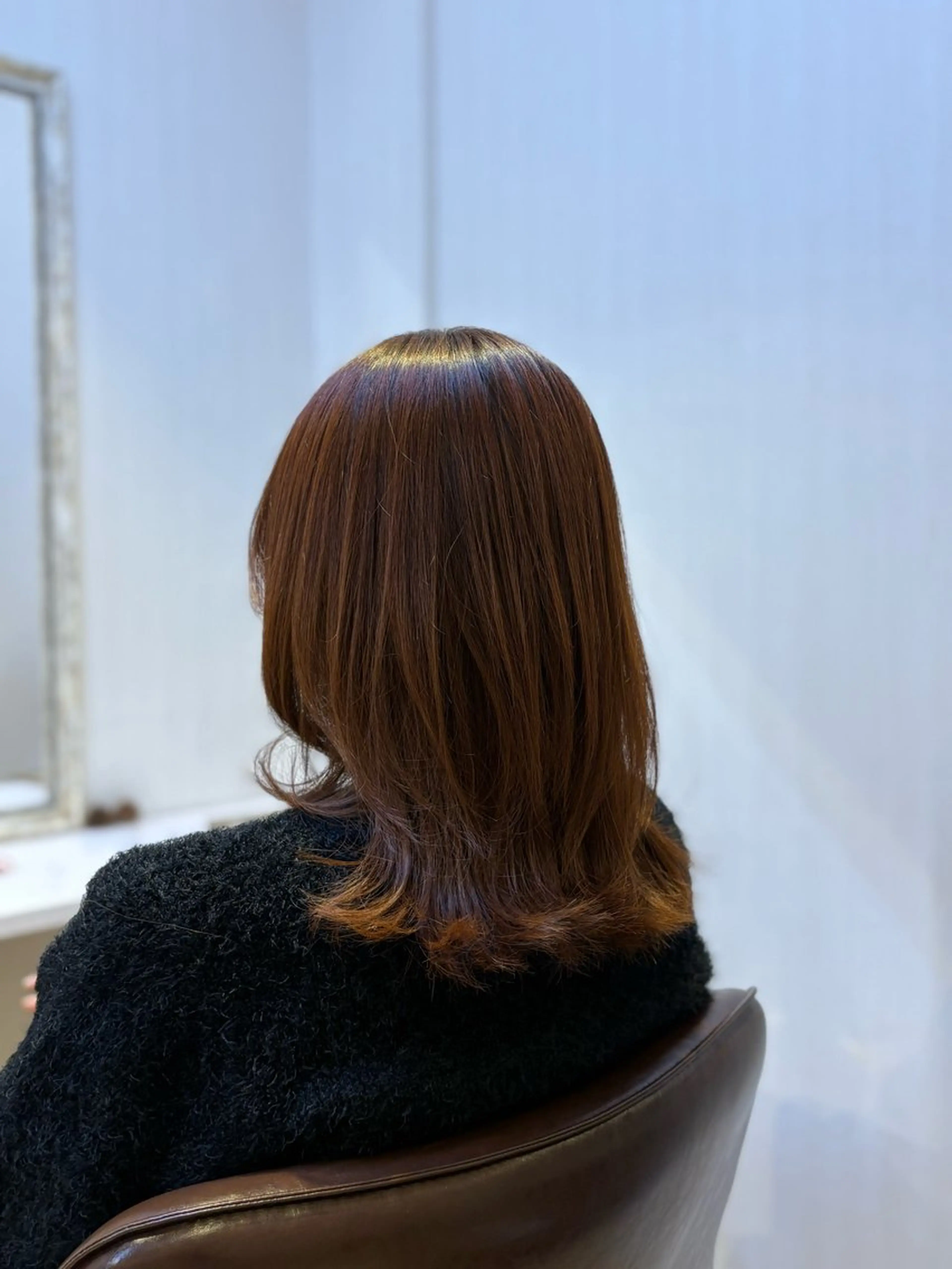 ミディアム カラー オレンジ レイヤーカット カット ヘアカラー soel所属・上川畑 つかさのヘアスタイル