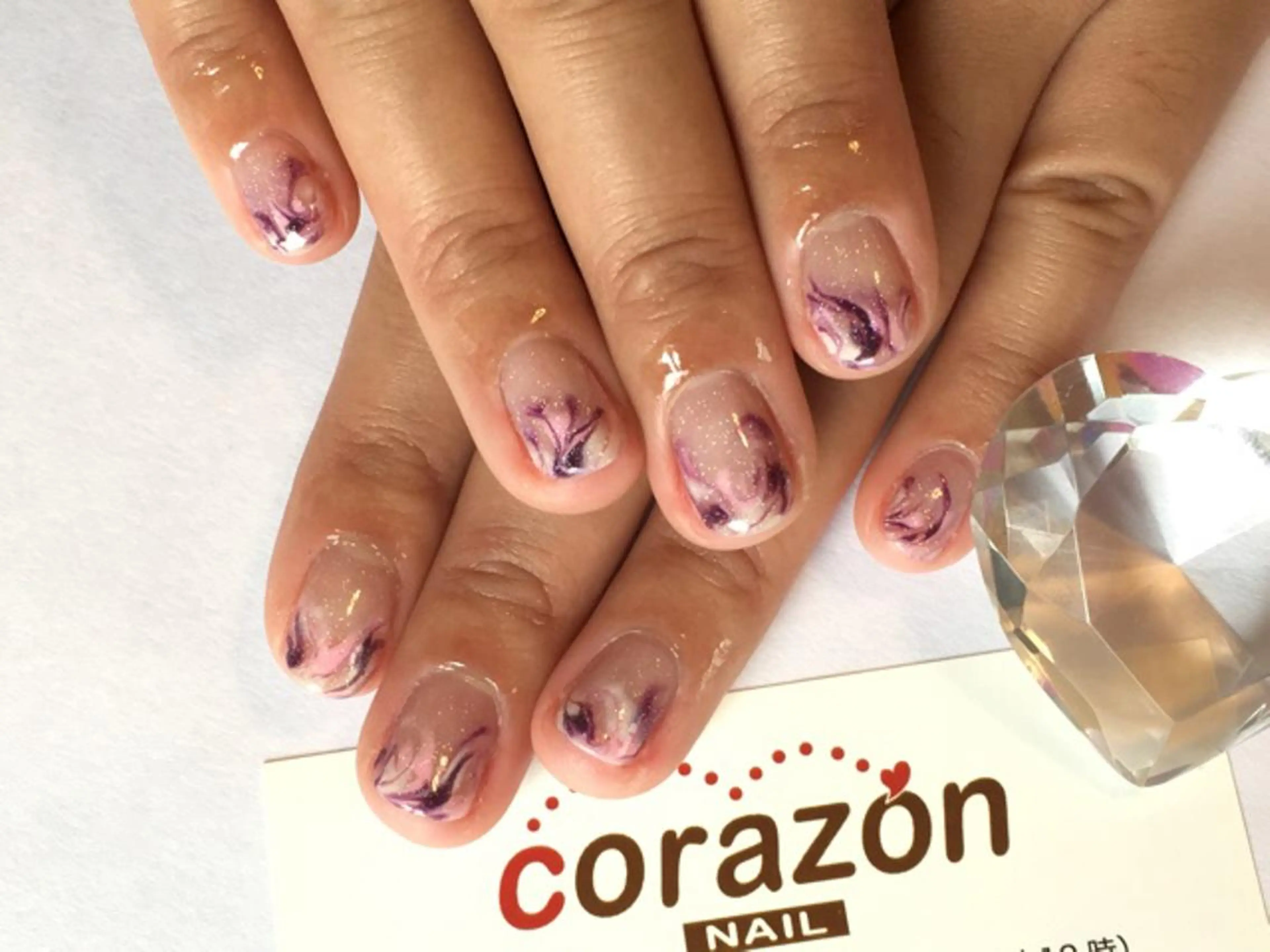 ネイル アートネイル オーロラネイル キラキラネイル 大理石ネイル(マーブル) ピンク corazon所属・ネイリスト aicoのネイルデザイン