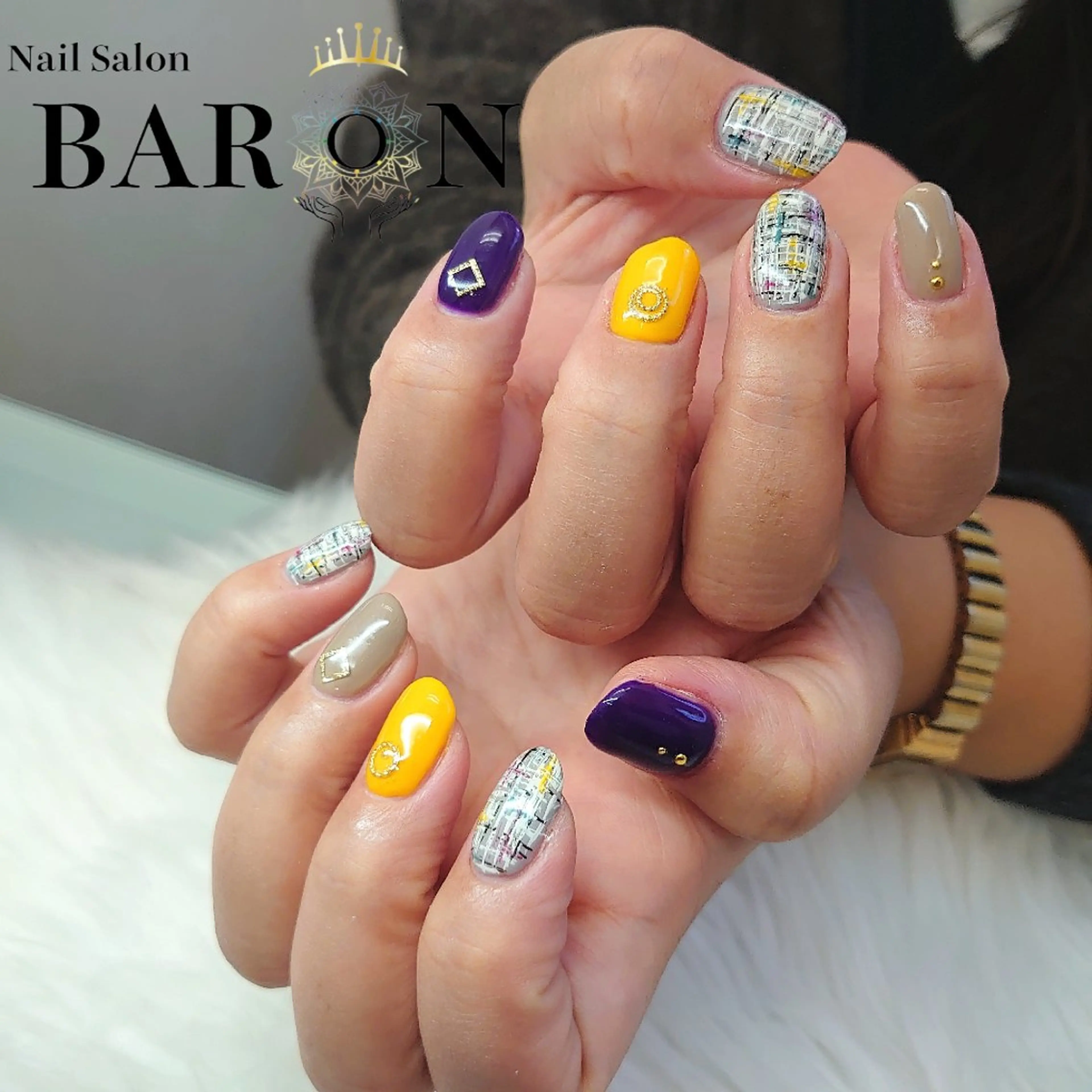 ネイル 持ち込み ツイードネイル ♛BARON♛ AOIのネイルデザイン