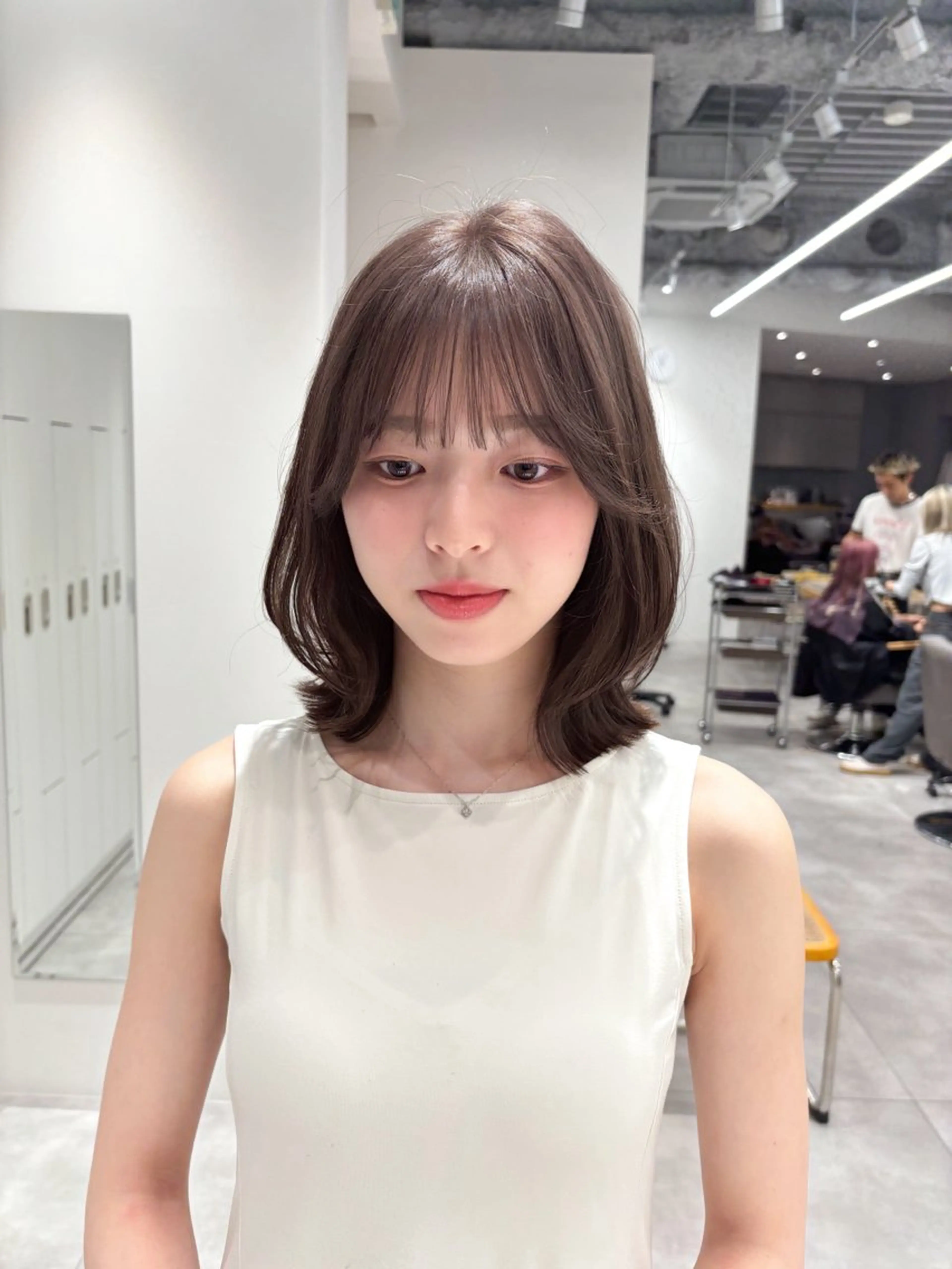 ミディアム カラー 髪質改善 トリートメント Unami 表参道所属・ばんちなつ / ボブ/透明感カラーのヘアスタイル