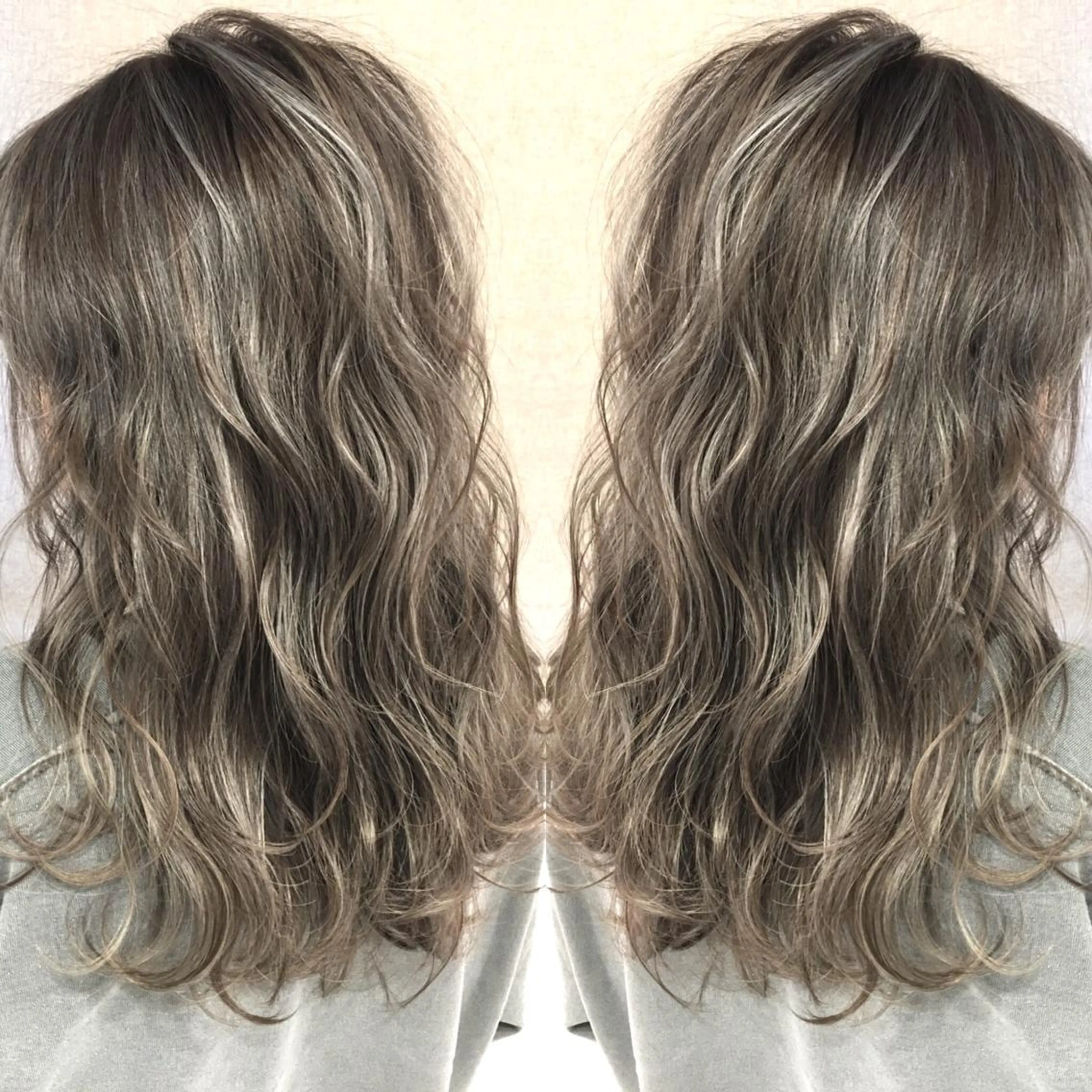 セミロング カラー ハイライトカラー 3Dハイライト ハイライト ヘアカラー トリートメント 井上 一平のヘアスタイル