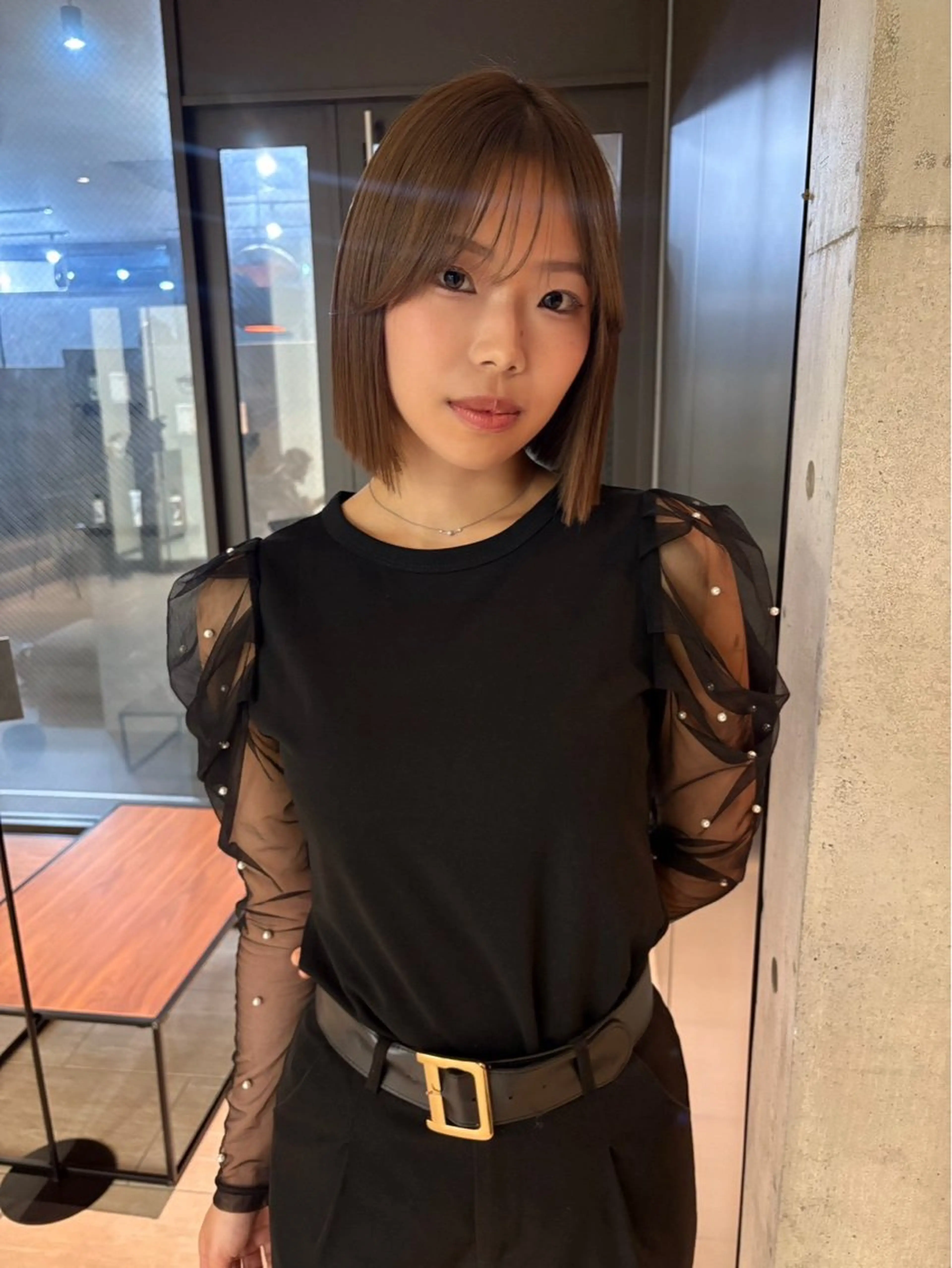 ショート カラー ボブレイヤー ブリーチ ブリーチなしカラー ボブ ハッシュカット umu.［韓国ヘア /レイヤーカット］のヘアスタイル