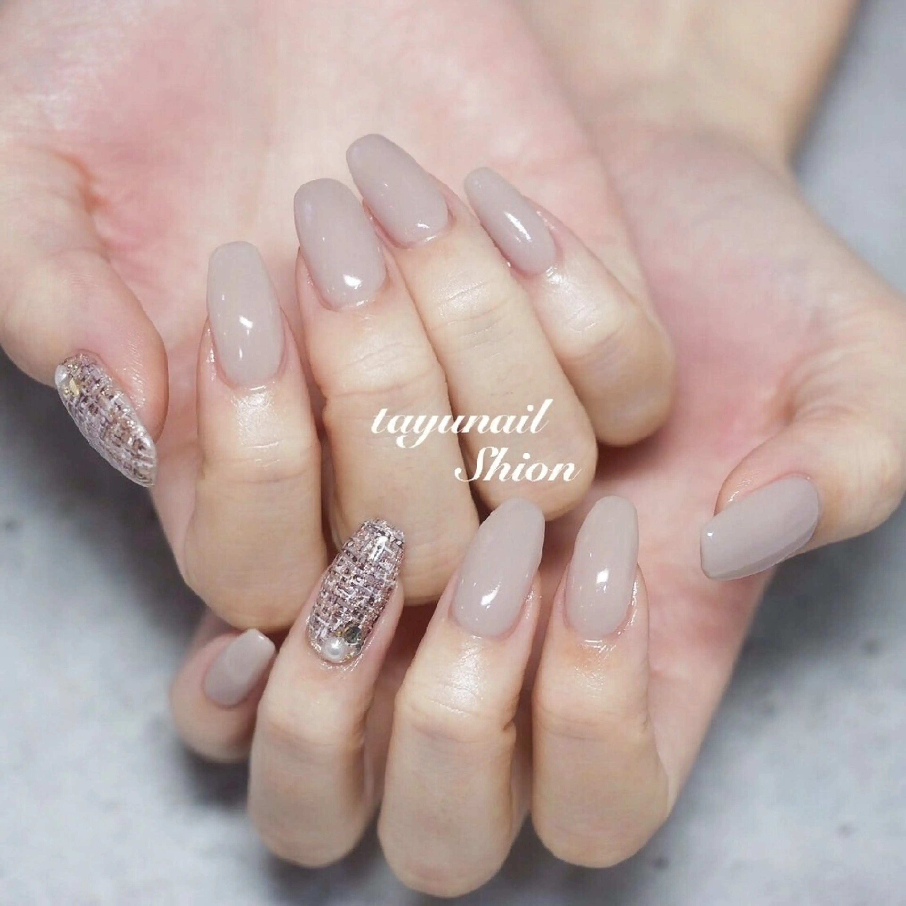 ネイル ジェルネイル パラジェル ツイードネイル 冬ネイル ネイルサロン・ネイルスクール　たゆnail所属・ネイルサロン 【たゆnail】のネイルデザイン