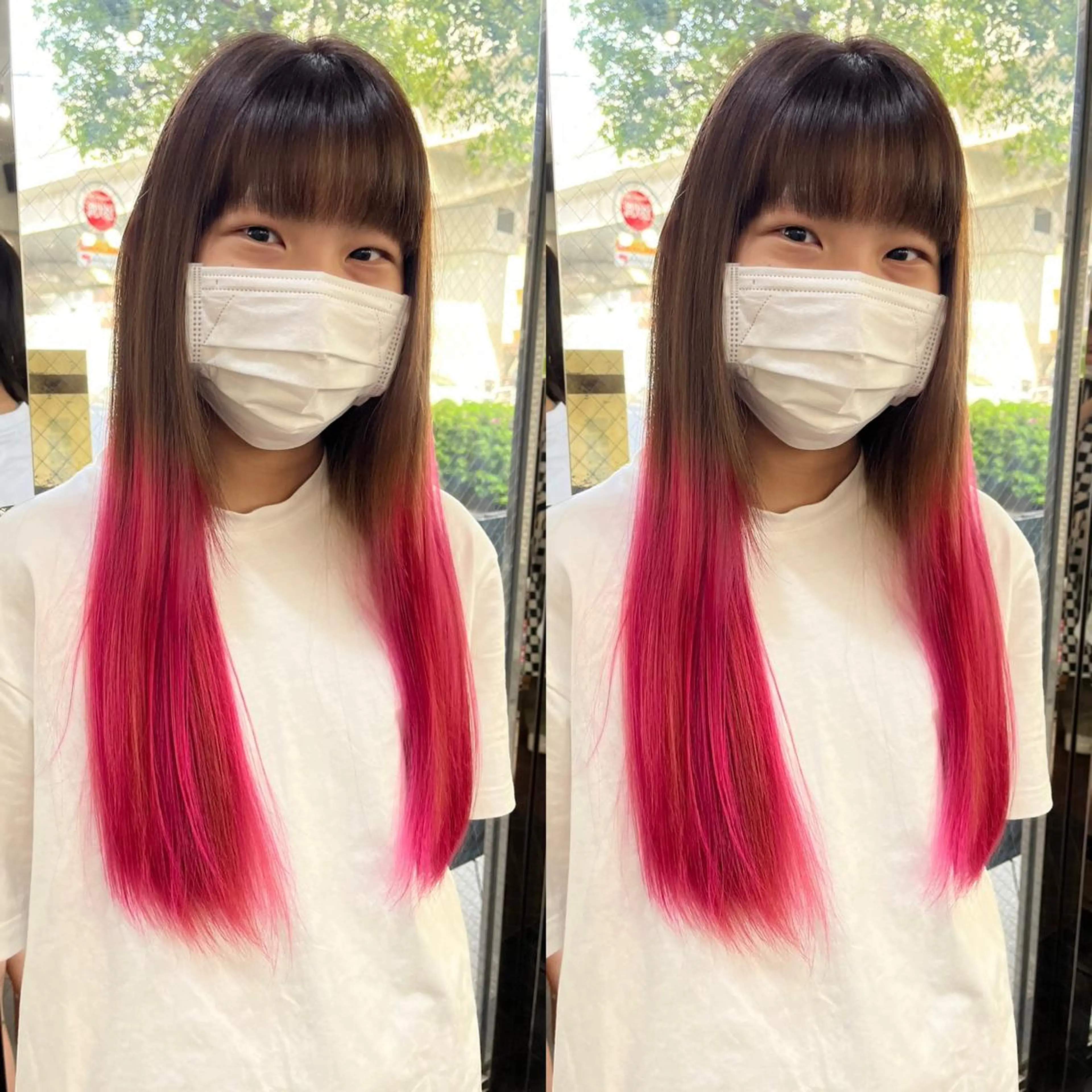 ロング カラー カット ヘアカラー トリートメント モモカ/ハイトーン /バレイヤージュのヘアスタイル