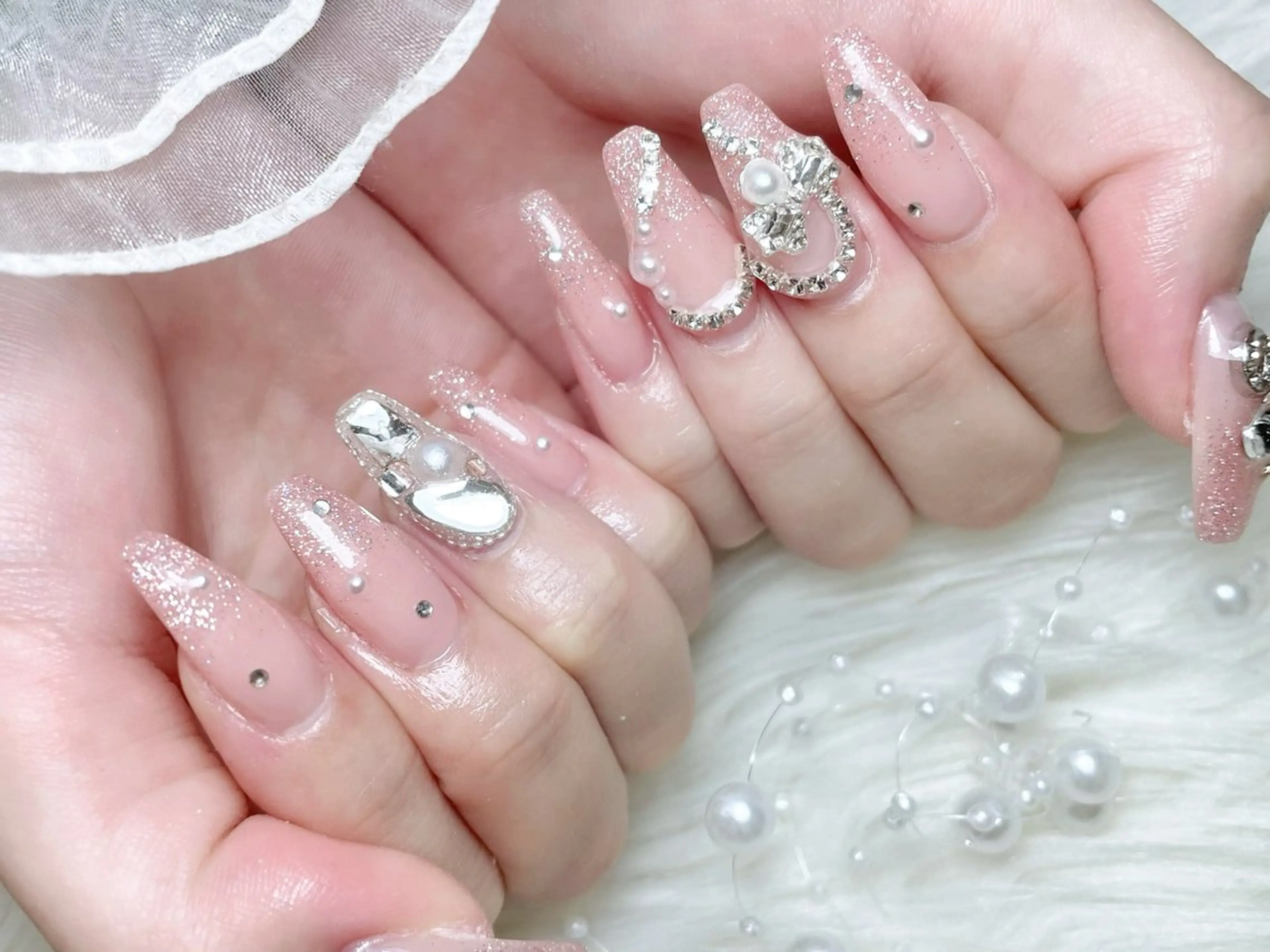 ネイル フラッシュネイル ジェルネイル ハート 韓国ネイル パラジェル ハンドネイル ゆりか ジョアアンジェ福島のネイルデザイン