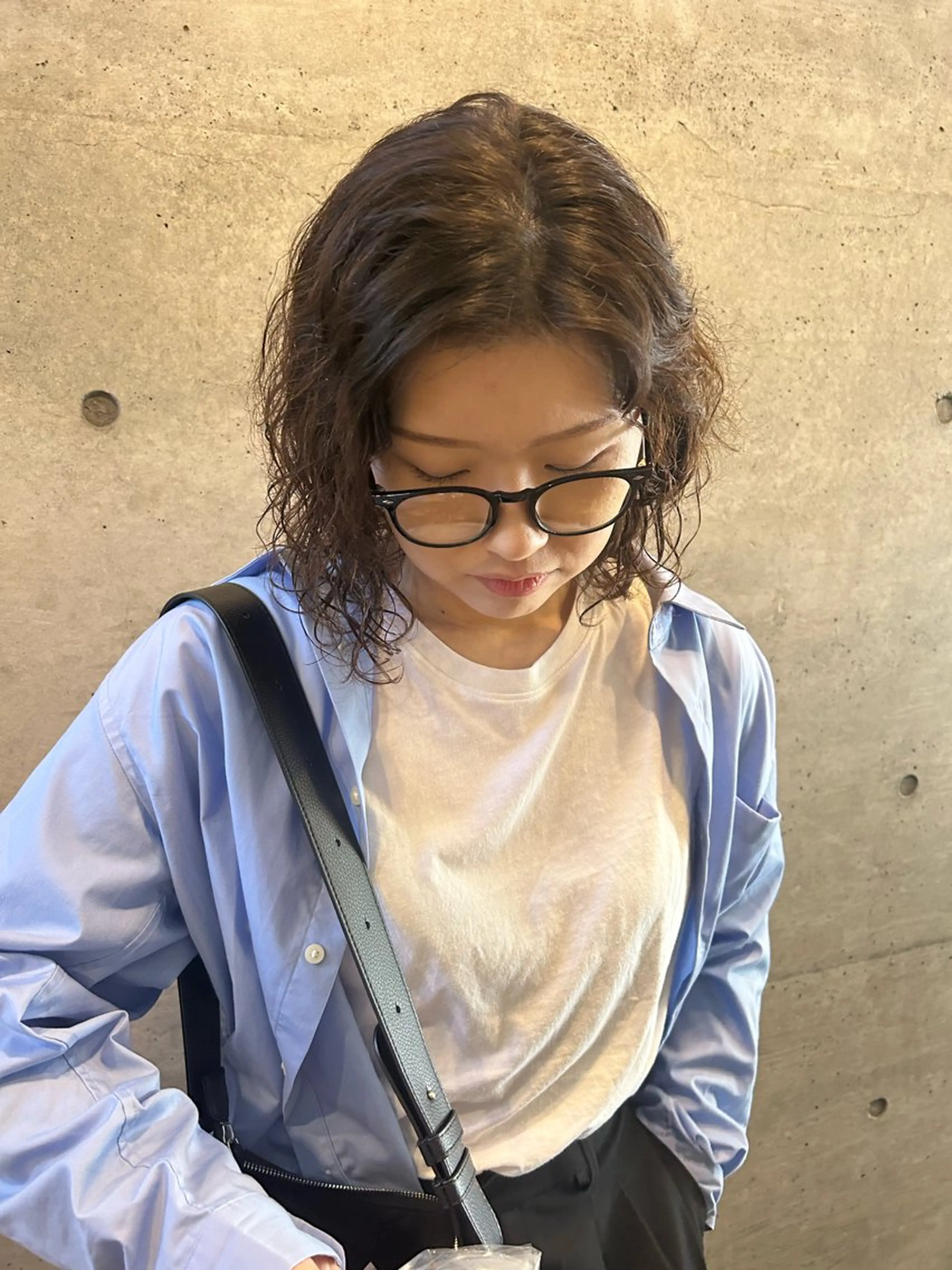 ミディアム パーマ ミディアムパーマ くせ毛 カット ヘアカラー パーマ 後藤紗英/髪質改善 /オリーブベージュのヘアスタイル