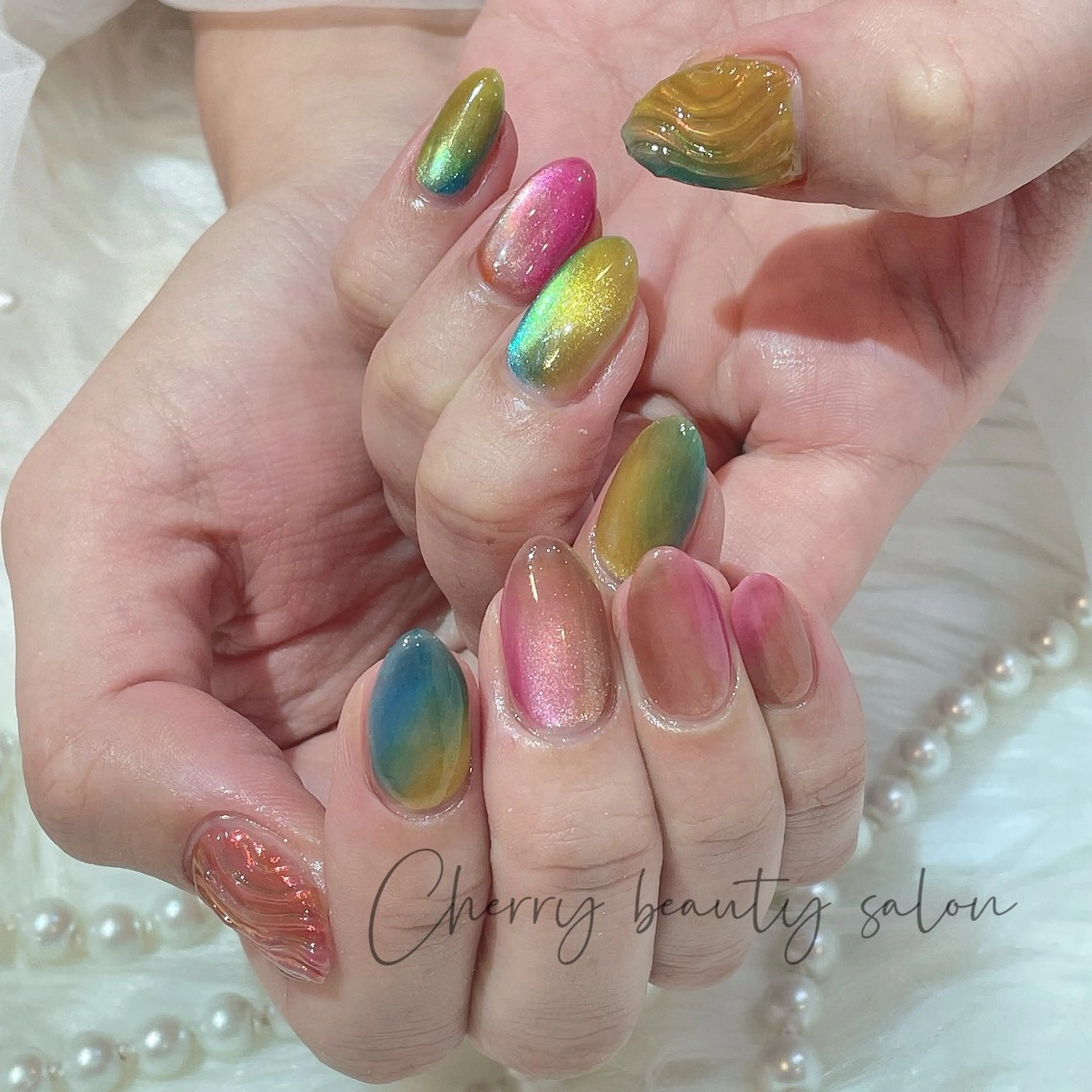 ネイル アートネイル フットネイル ジェルネイル キラキラネイル 韓国ネイル SAKURA 🍒のネイルデザイン