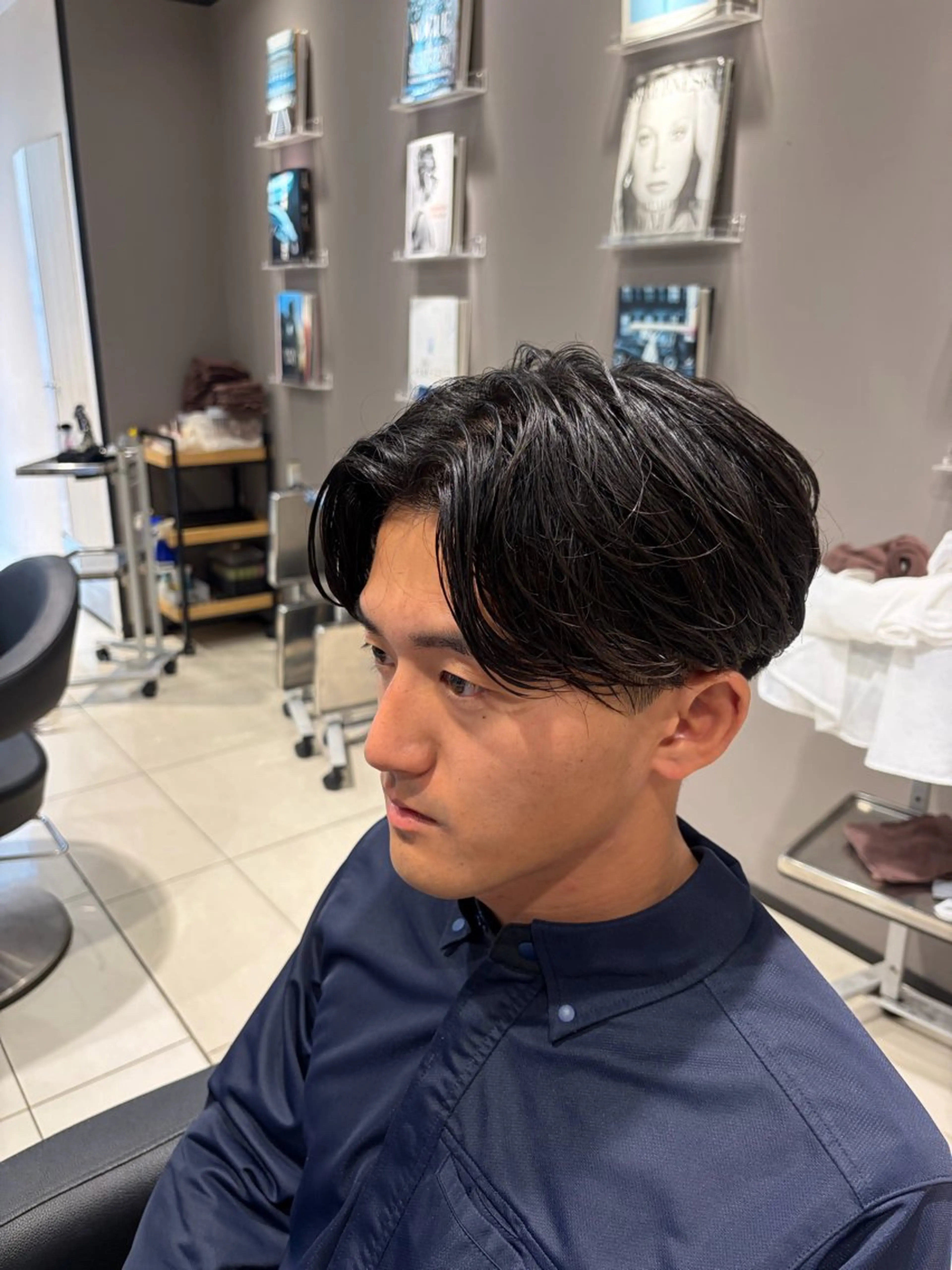 パーマ メンズ センターパート メンズパーマ 刈り上げ 関内/メンズパーマ/ 男性専門/菊池蒼大のヘアスタイル