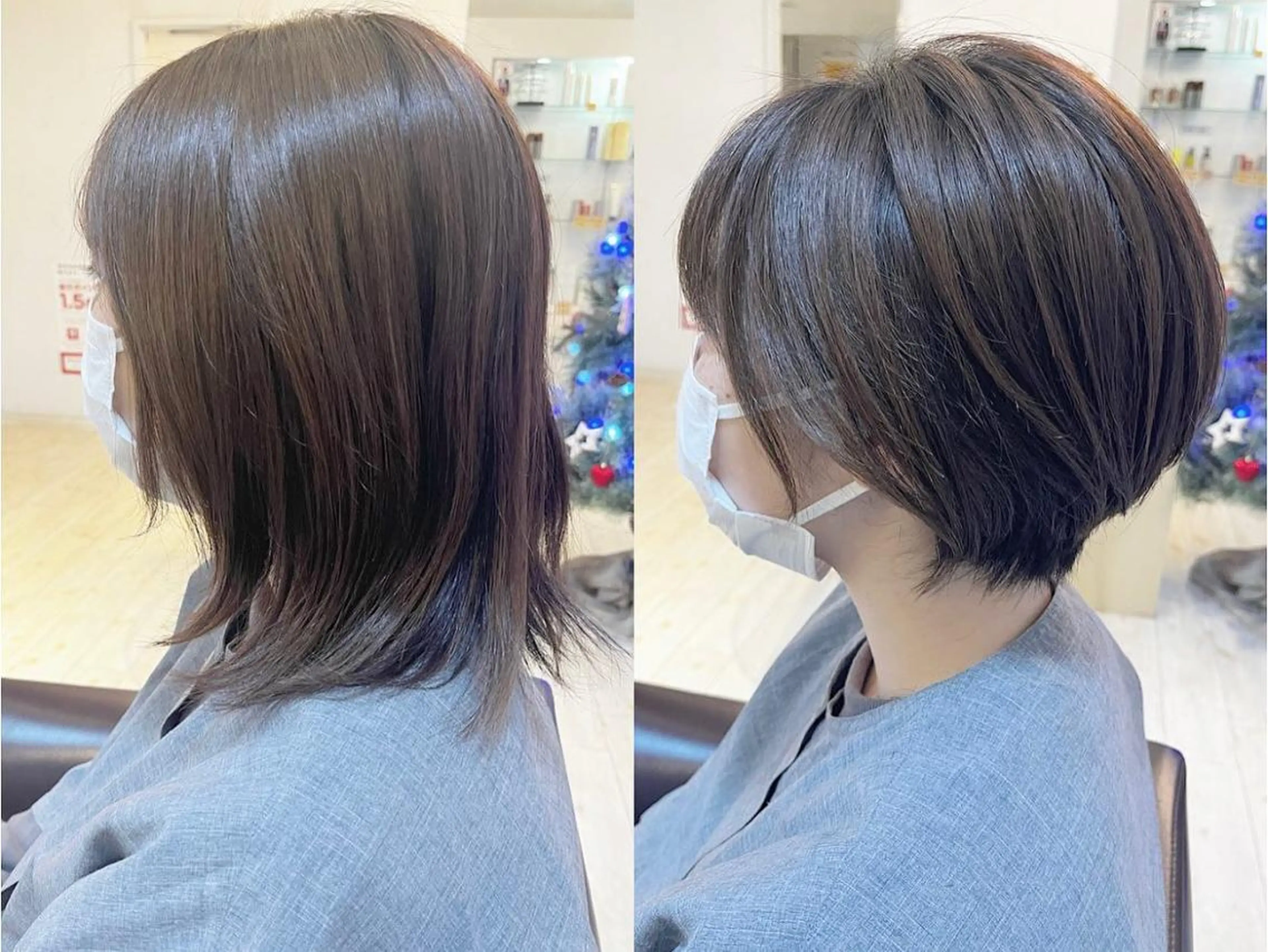 ショート カラー ショートボブ グレージュ ハイライトカラー ボブ くびれヘア favorite b Charmeのヘアスタイル