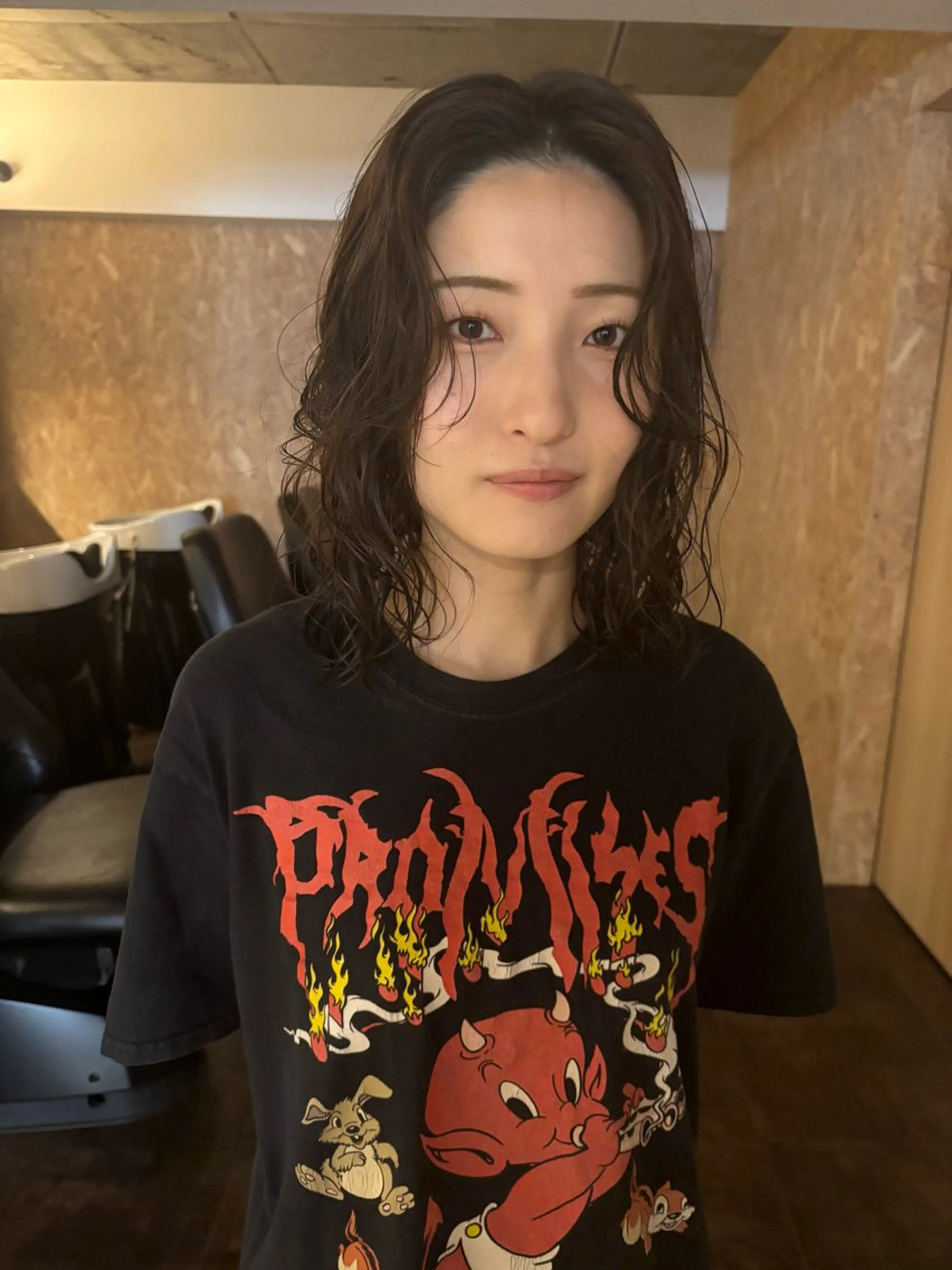 ミディアム パーマ カット パーマ トリートメント 落合 妙佳のヘアスタイル