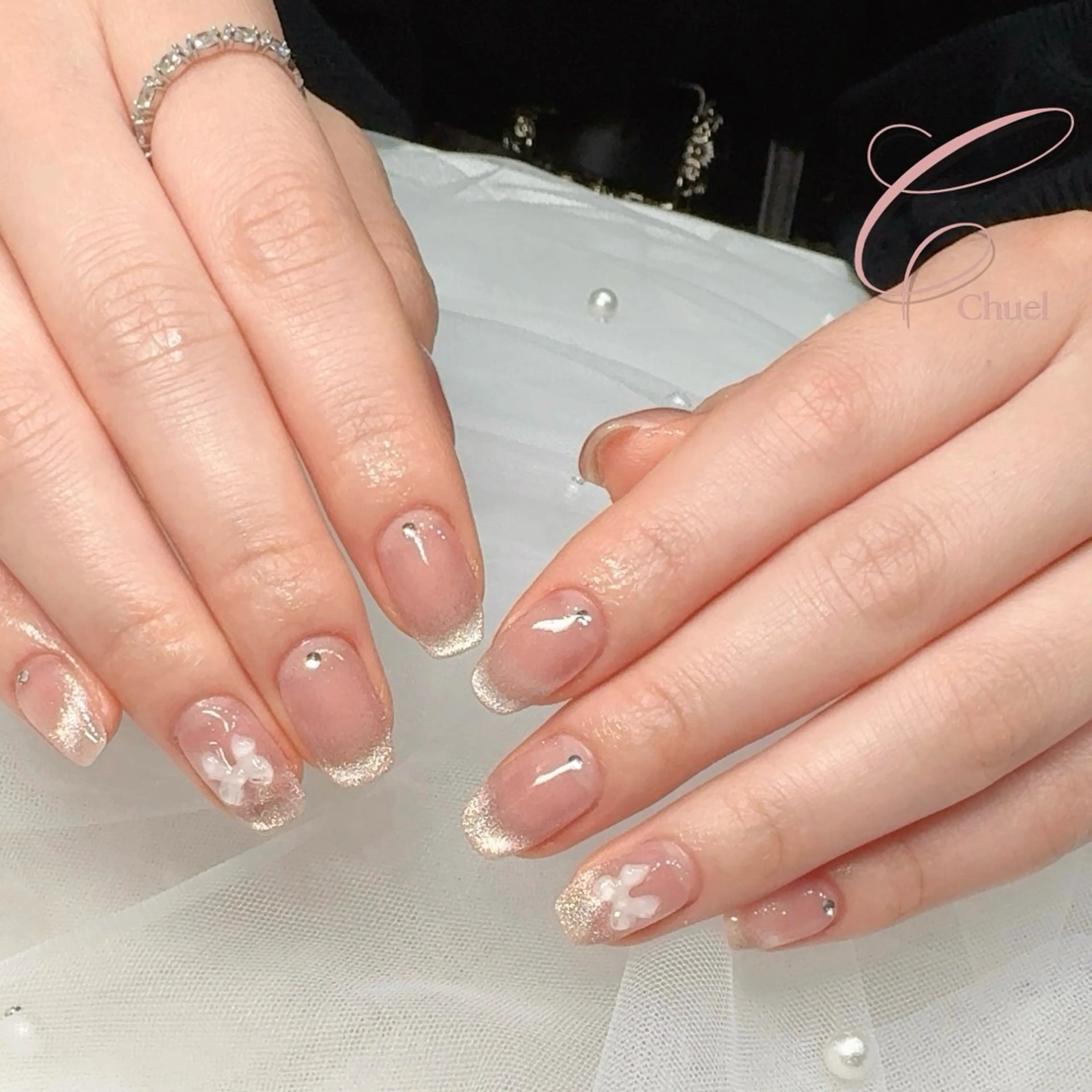 ネイル フレンチネイル マグネットネイル マグネットフレンチ ハンドネイル ISHIKAWA Aのネイルデザイン