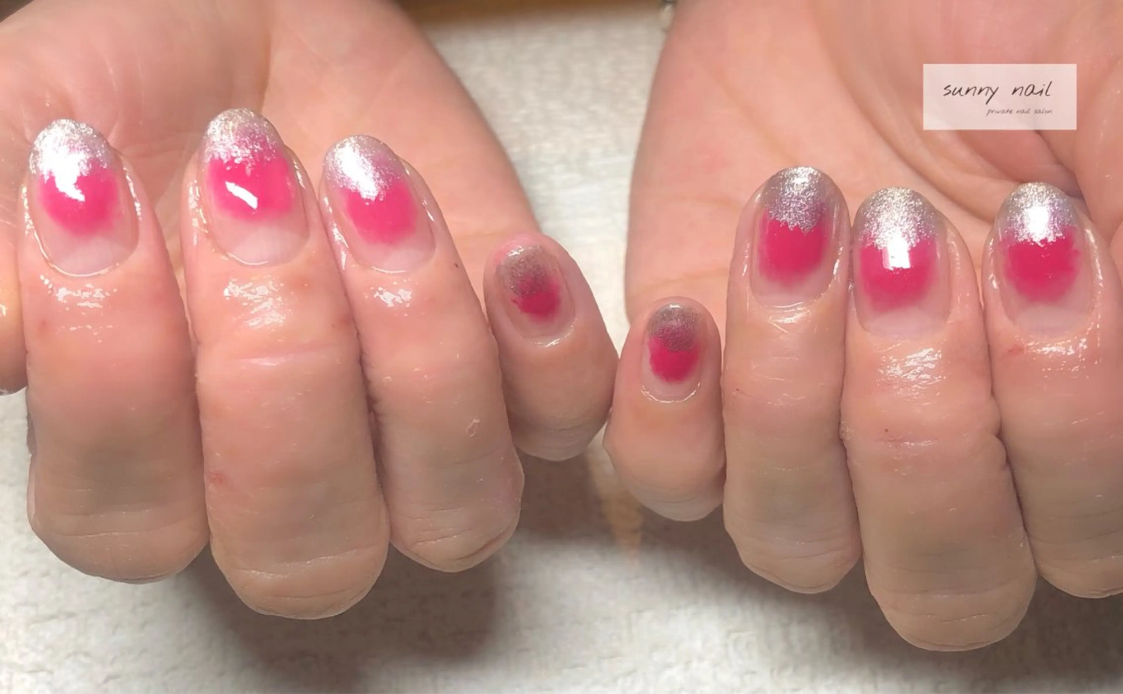 ネイル チークネイル マグネットネイル ピンク sunny nailのネイルデザイン