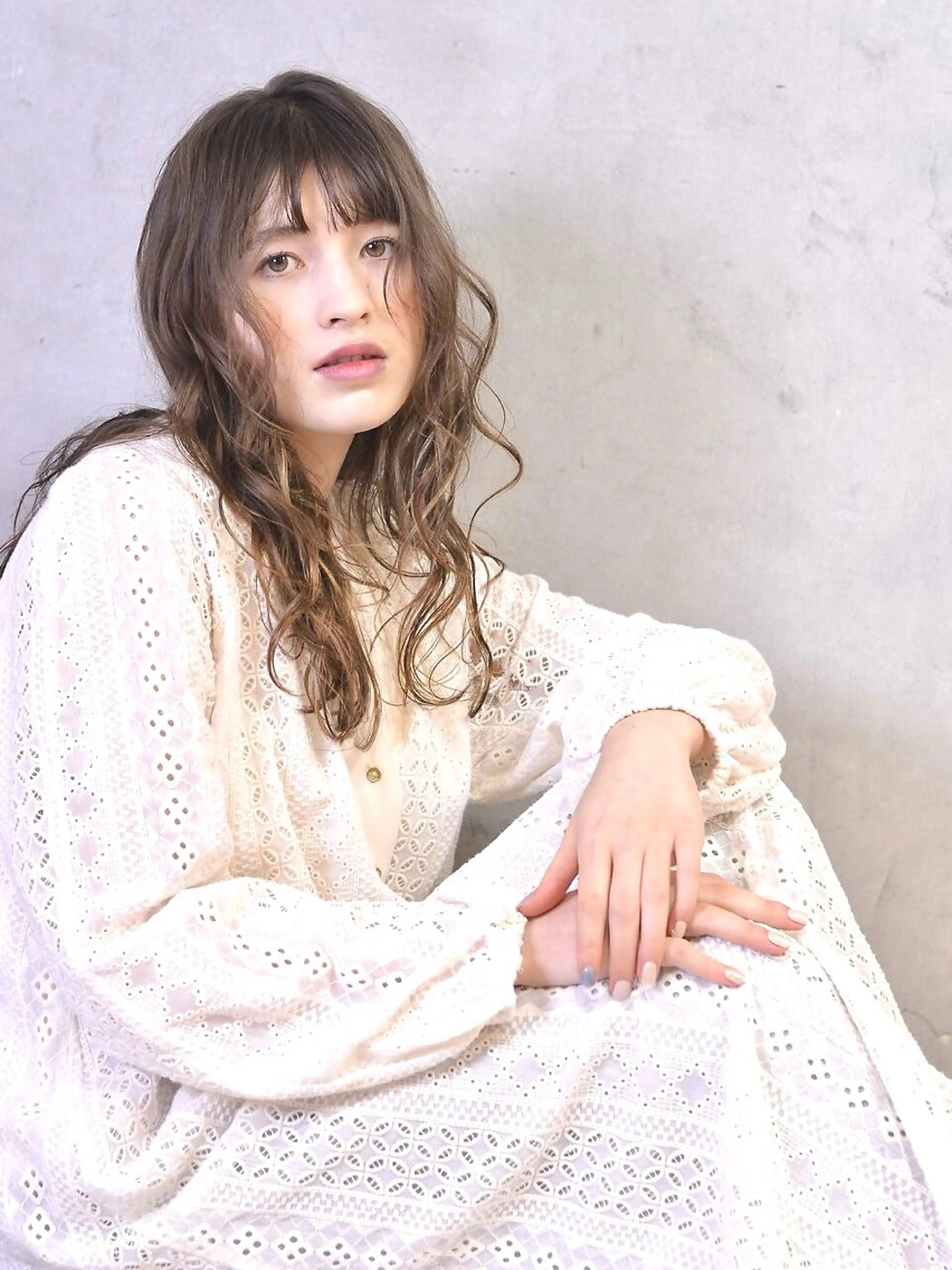 セミロング カット ヘアカラー パーマ 髪質改善/ヘアケア coiiはしもとはなのヘアスタイル