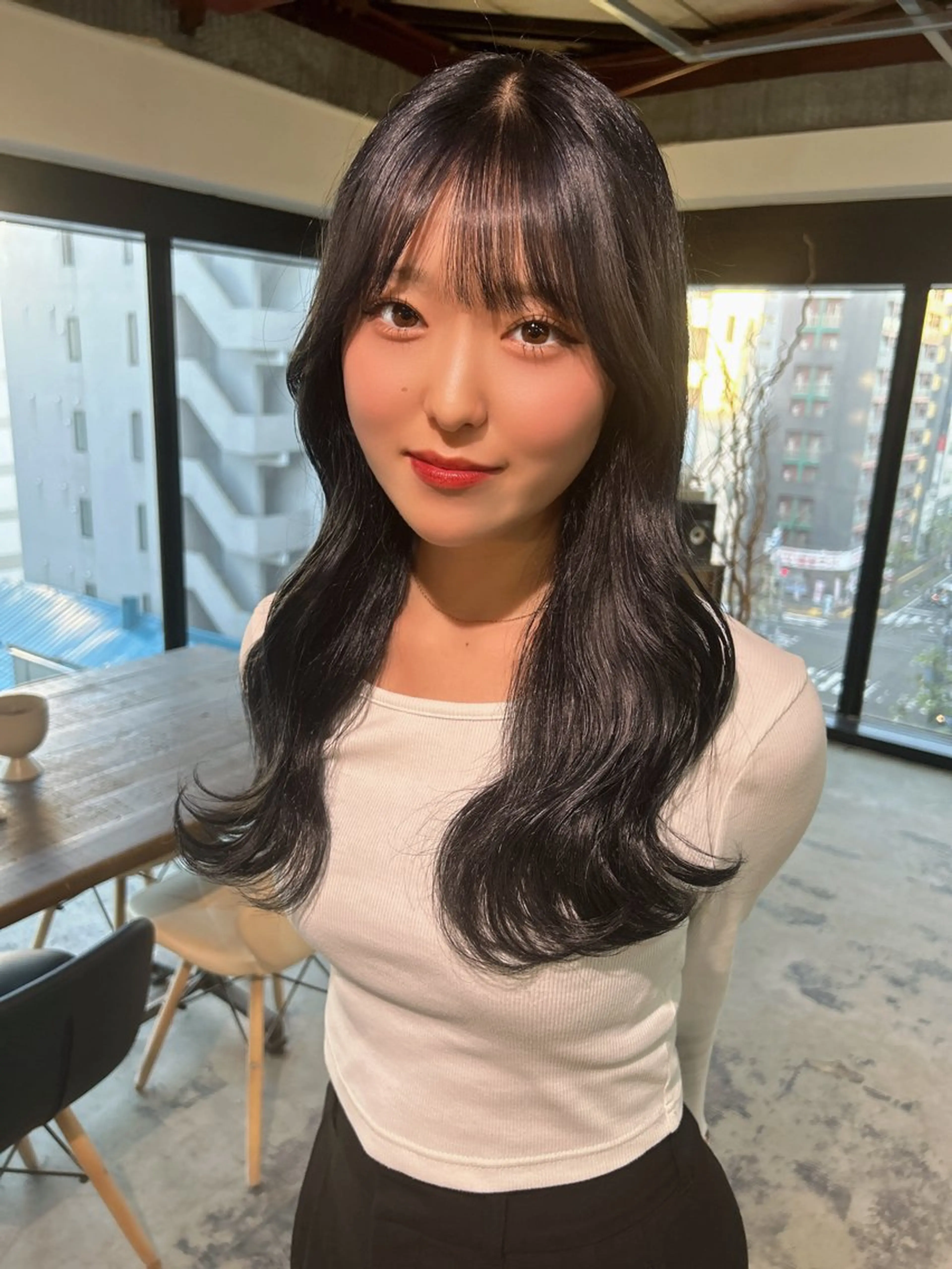 セミロング カット ヘアカラー トリートメント ダブルカラー/ 透明感/SHISEIのヘアスタイル