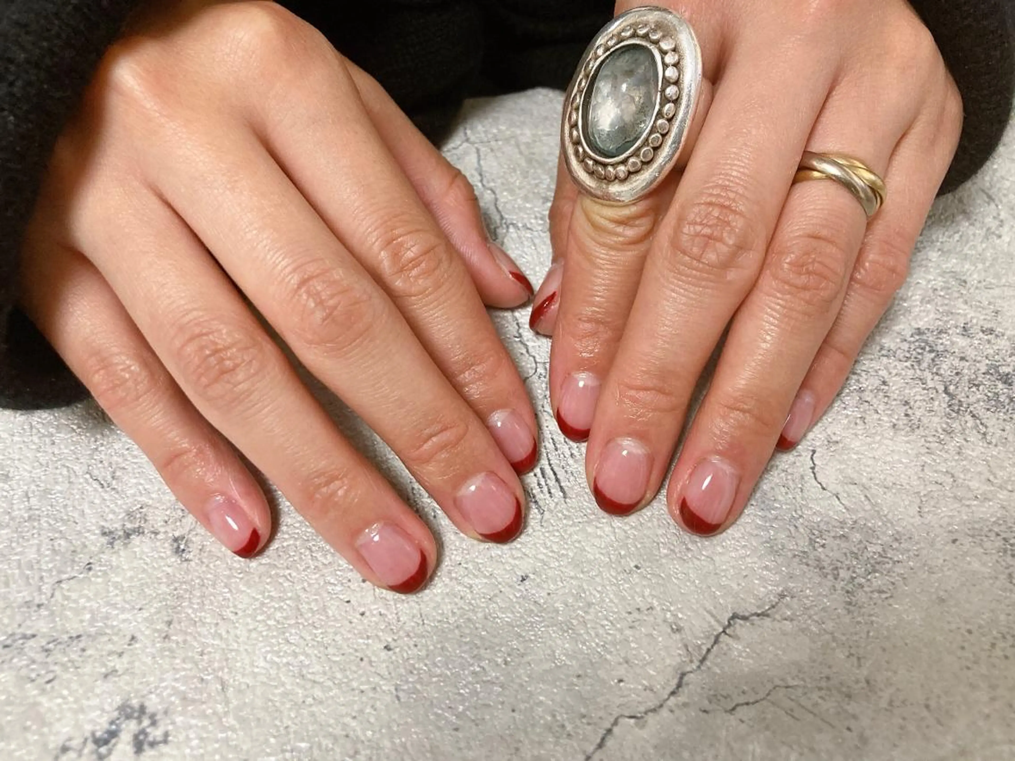 ネイル ボルドー フレンチネイル Mogu nail 二子玉川のネイルデザイン
