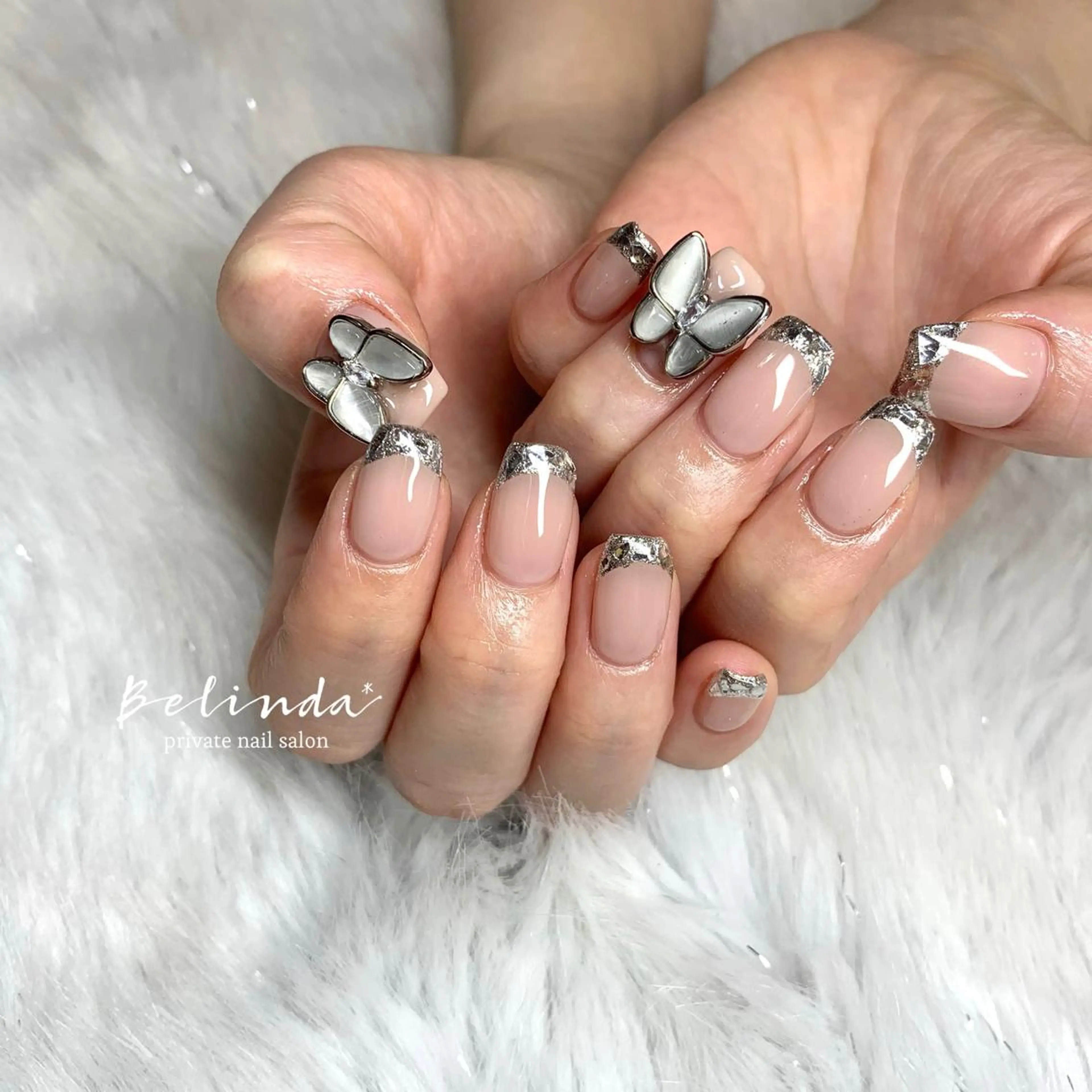 ネイル フレンチネイル ガラスフレンチ ハンドネイル Belinda Nailのネイルデザイン