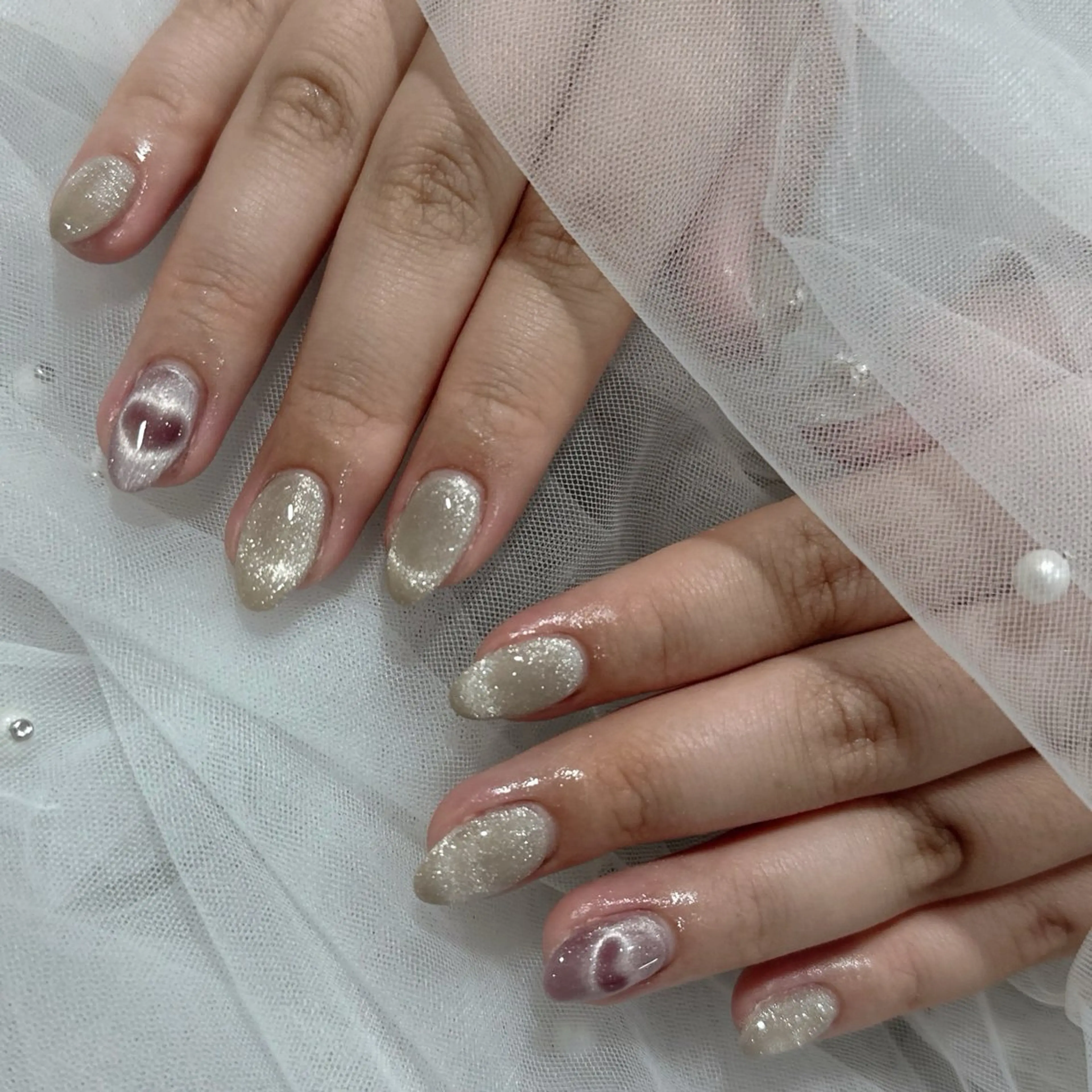 ネイル フットネイル ハート マグネットネイル LAVISH manaのネイルデザイン