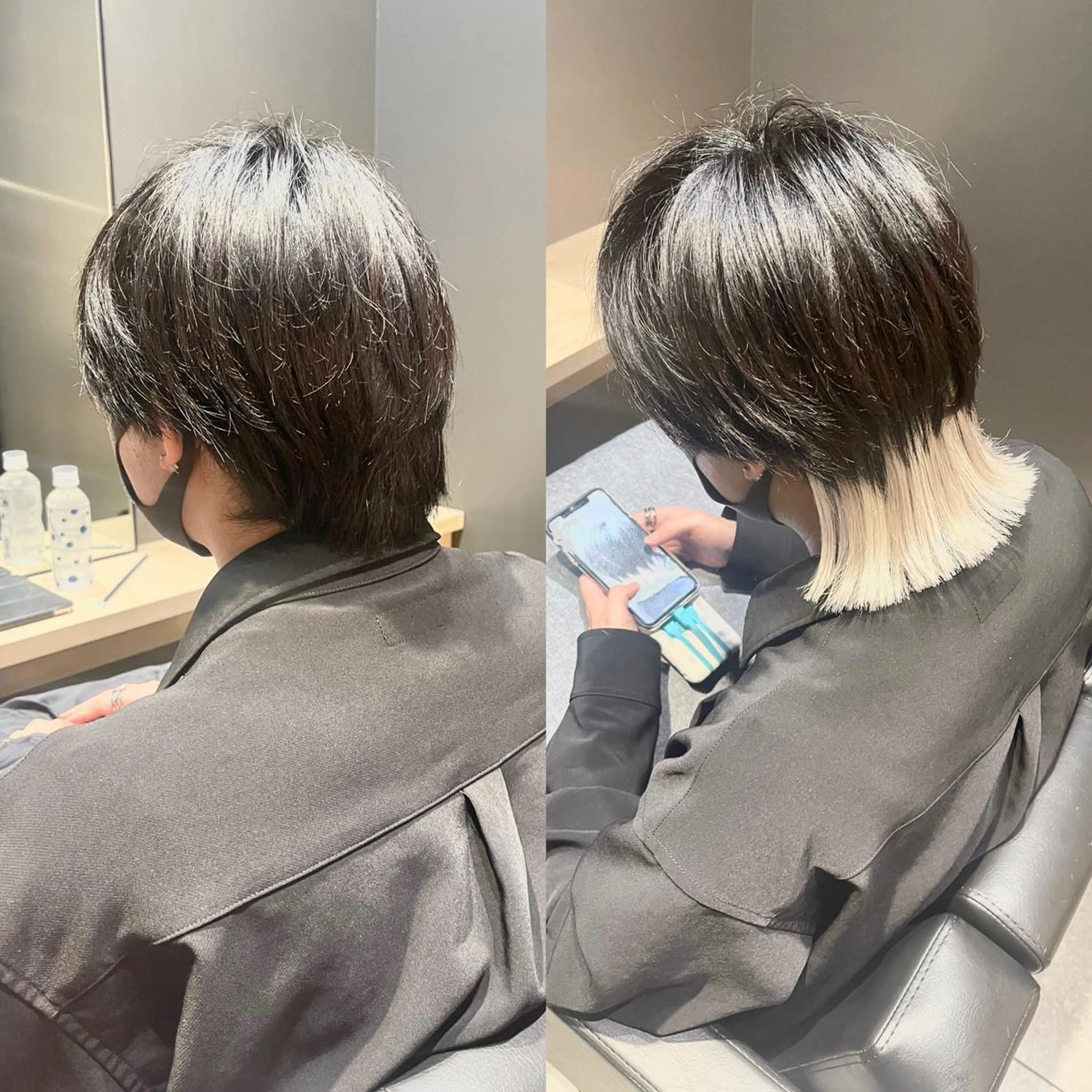 ショート カラー ベージュカラー ホワイトベージュ エクステ ウルフカット エクステ Le'a渋谷所属・インナーエクステ渋谷 🦋KAJIのヘアスタイル