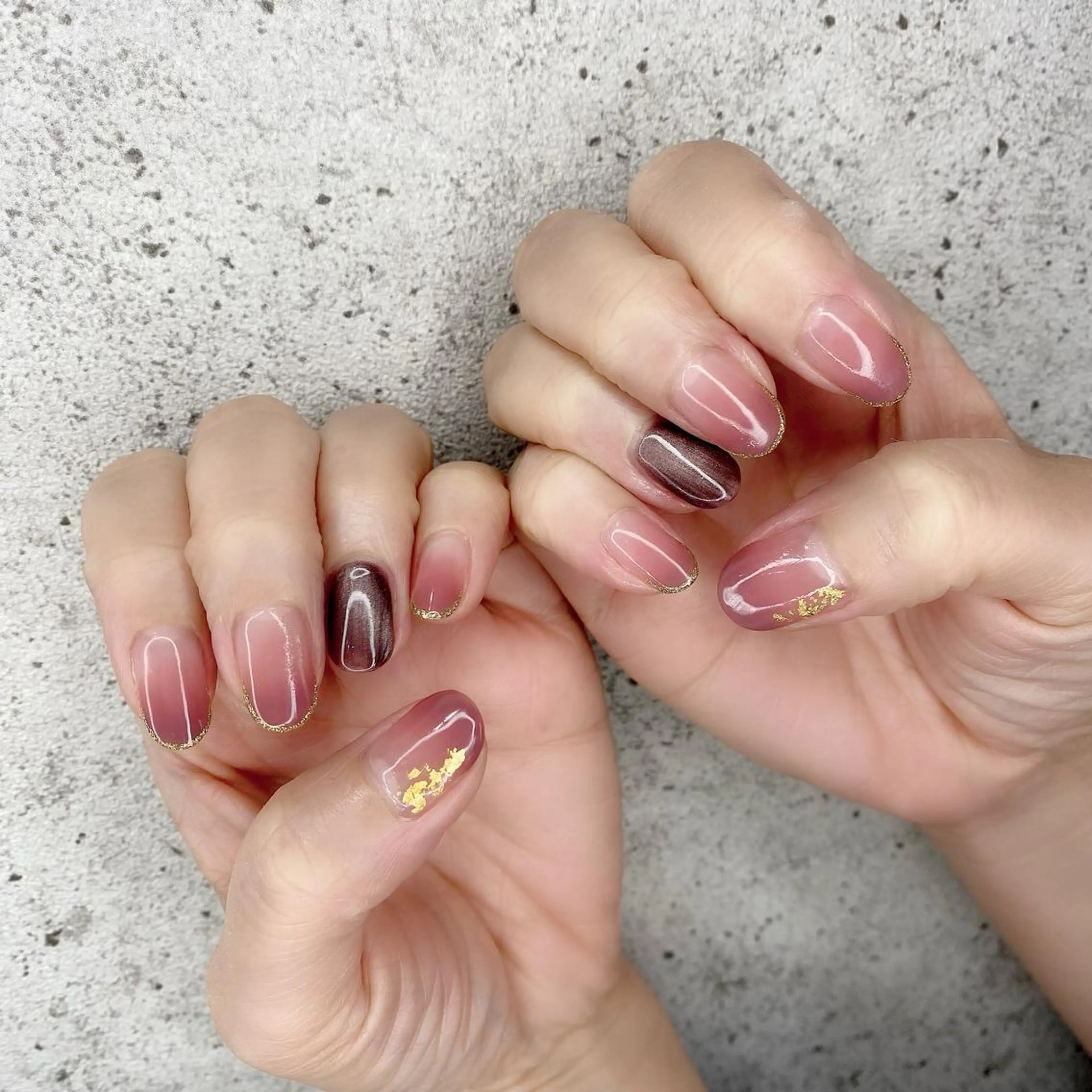 ミディアム カラー パーマ ヘアアレンジ メンズ キッズ ネイル マツエク・マツパ アイブロウ ブラウンカラー グラデーションカラー カラーマツエク ブラウン ゴールド Salon Ｋのネイルデザイン