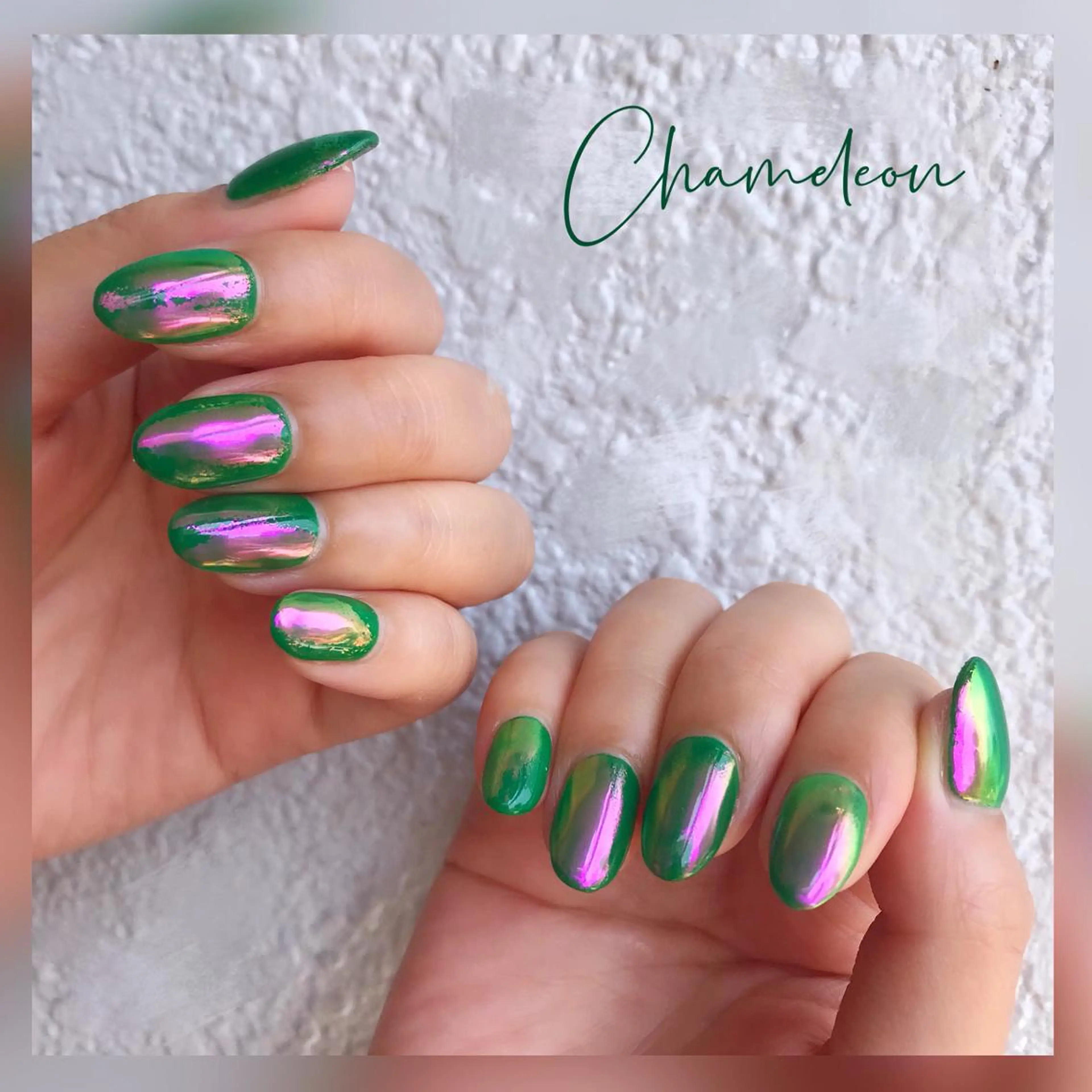 ネイル グリーン ピンク ハンドネイル 《カメレオン》 西田美輝のヘアスタイル
