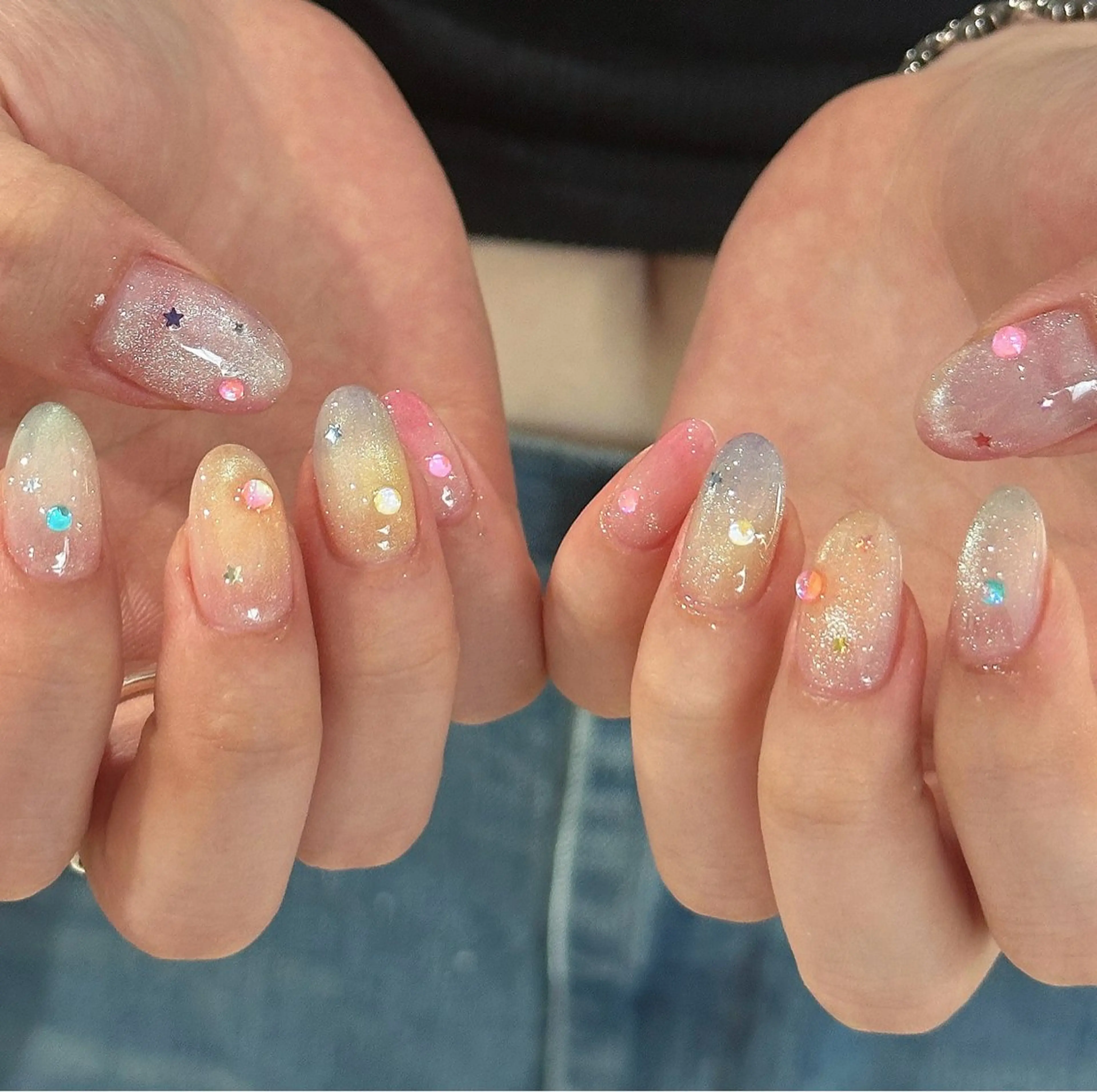 ネイル 長さ出し ジェルネイル キラキラネイル 韓国ネイル マグネットネイル ✨ko ko✨ nail💕のネイルデザイン