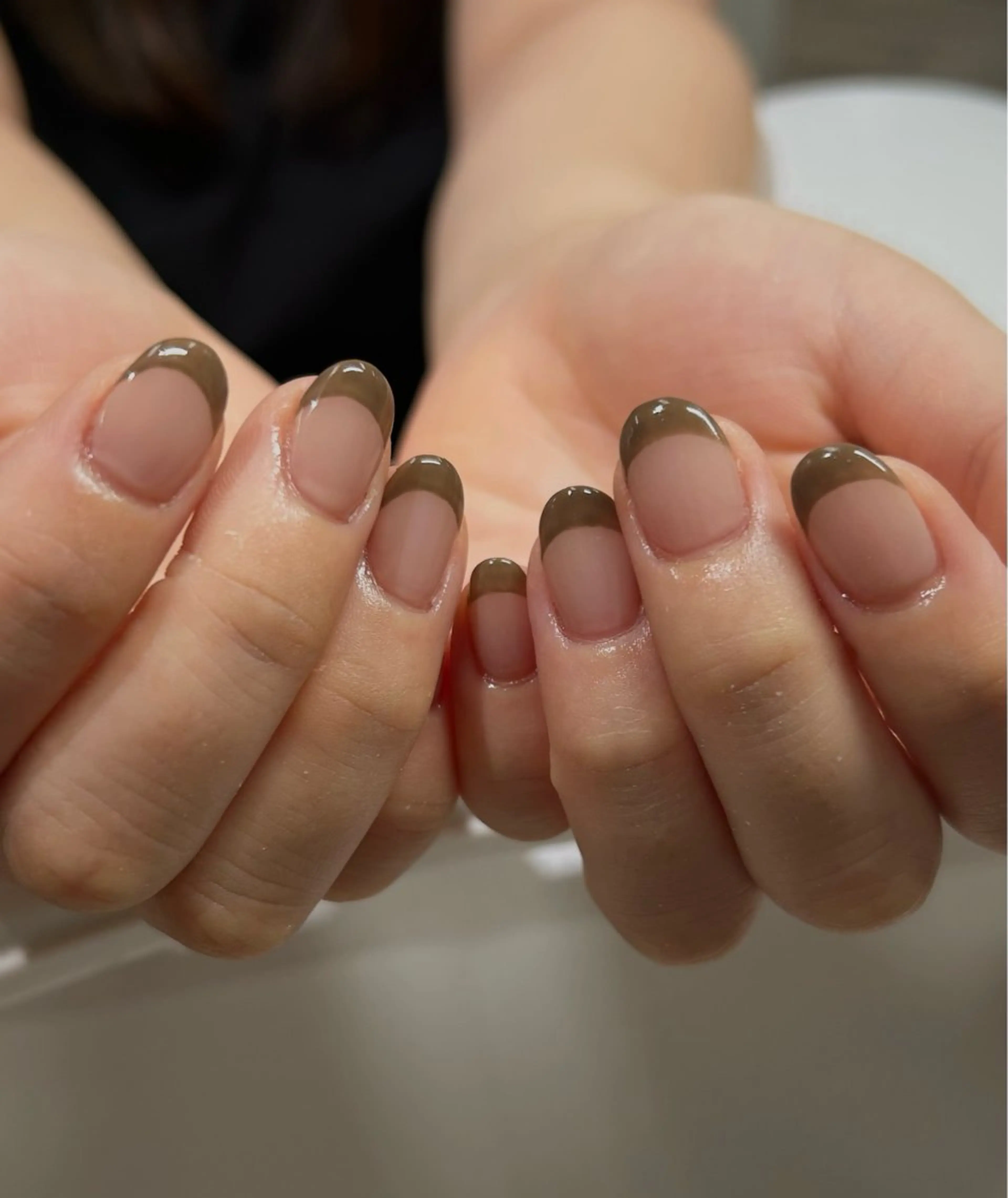 ネイル ブラウン フレンチネイル purple aster名駅店所属・purple Asterのネイルデザイン